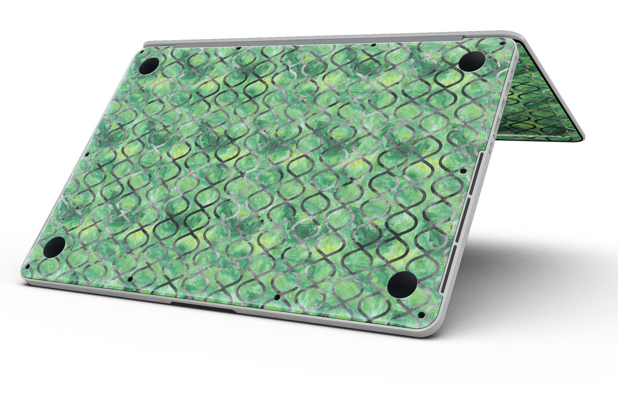 Green Watercolor Helix Pattern skin for MacBook Pro with Retina Display, showcasing vibrant colors and intricate design.