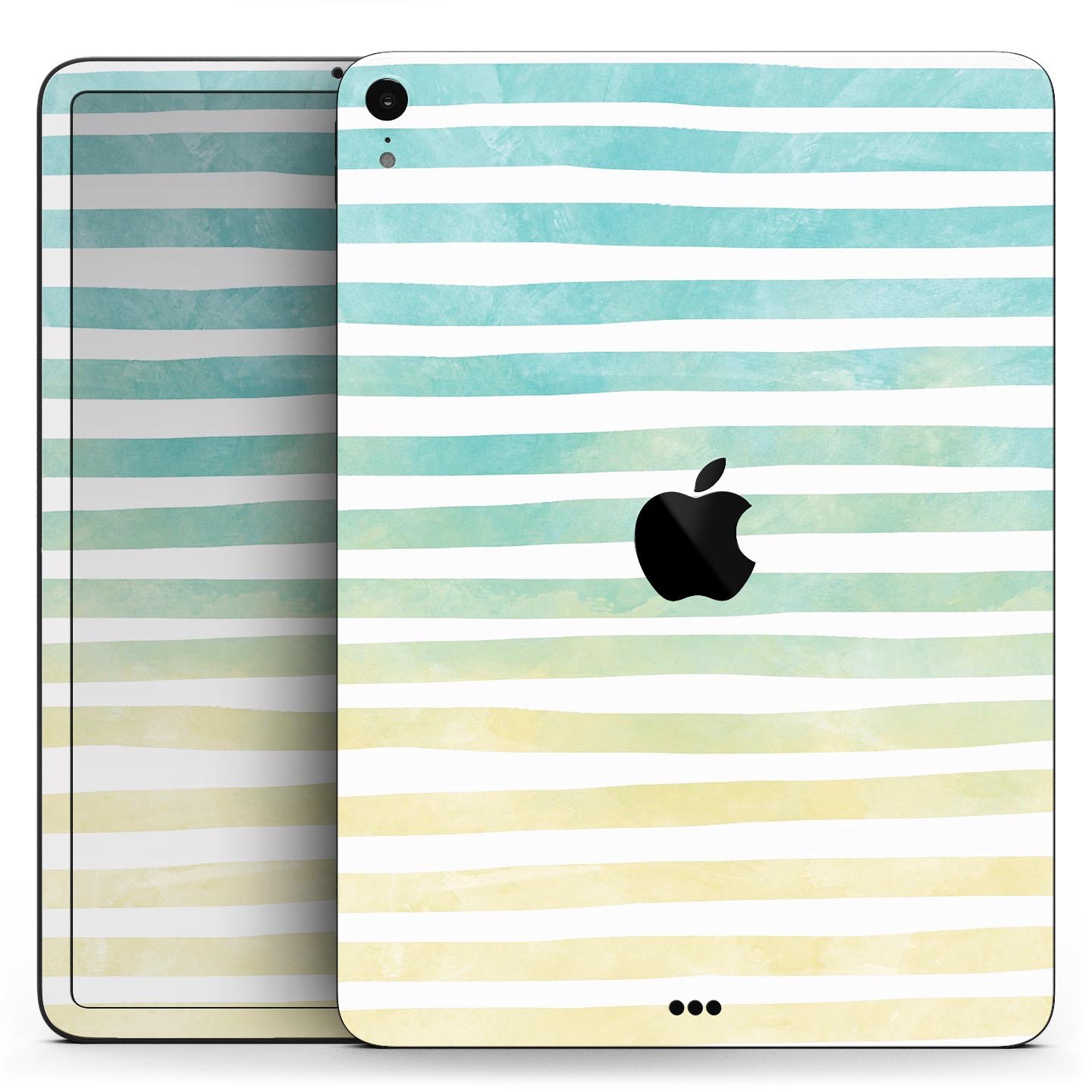 Green WaterColor Ombre Stripes full body skin decal for Apple devices, showcasing vibrant colors and a sleek design.