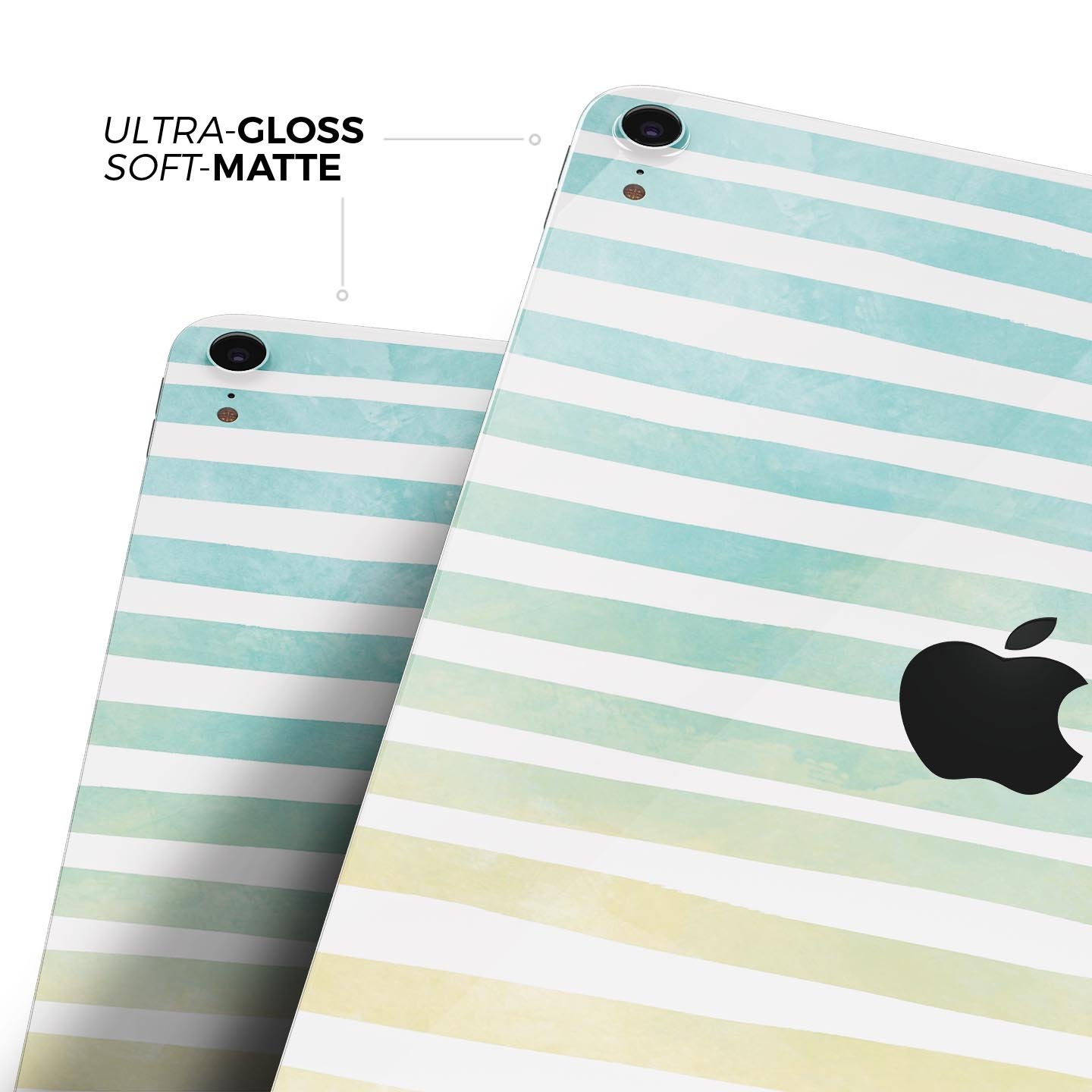 Green WaterColor Ombre Stripes full body skin decal for Apple devices, showcasing vibrant colors and a sleek design.