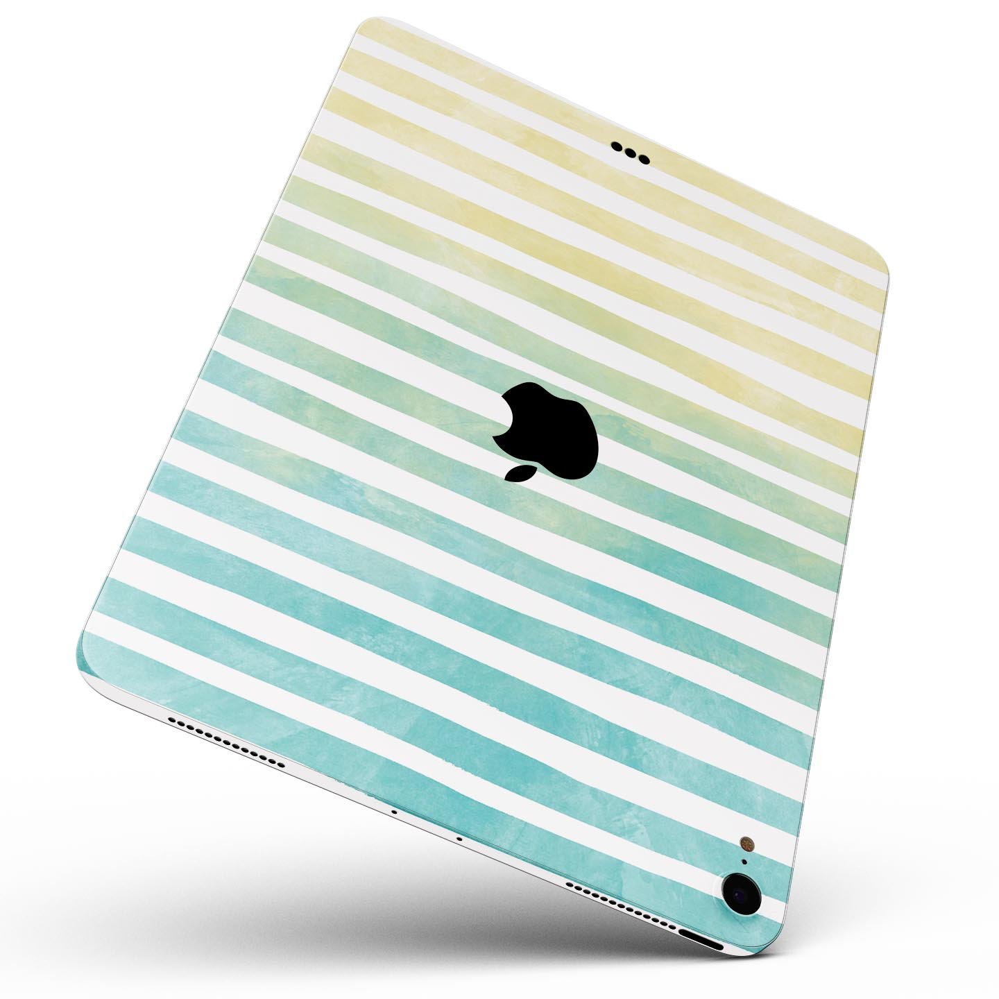 Green WaterColor Ombre Stripes full body skin decal for Apple devices, showcasing vibrant colors and a sleek design.