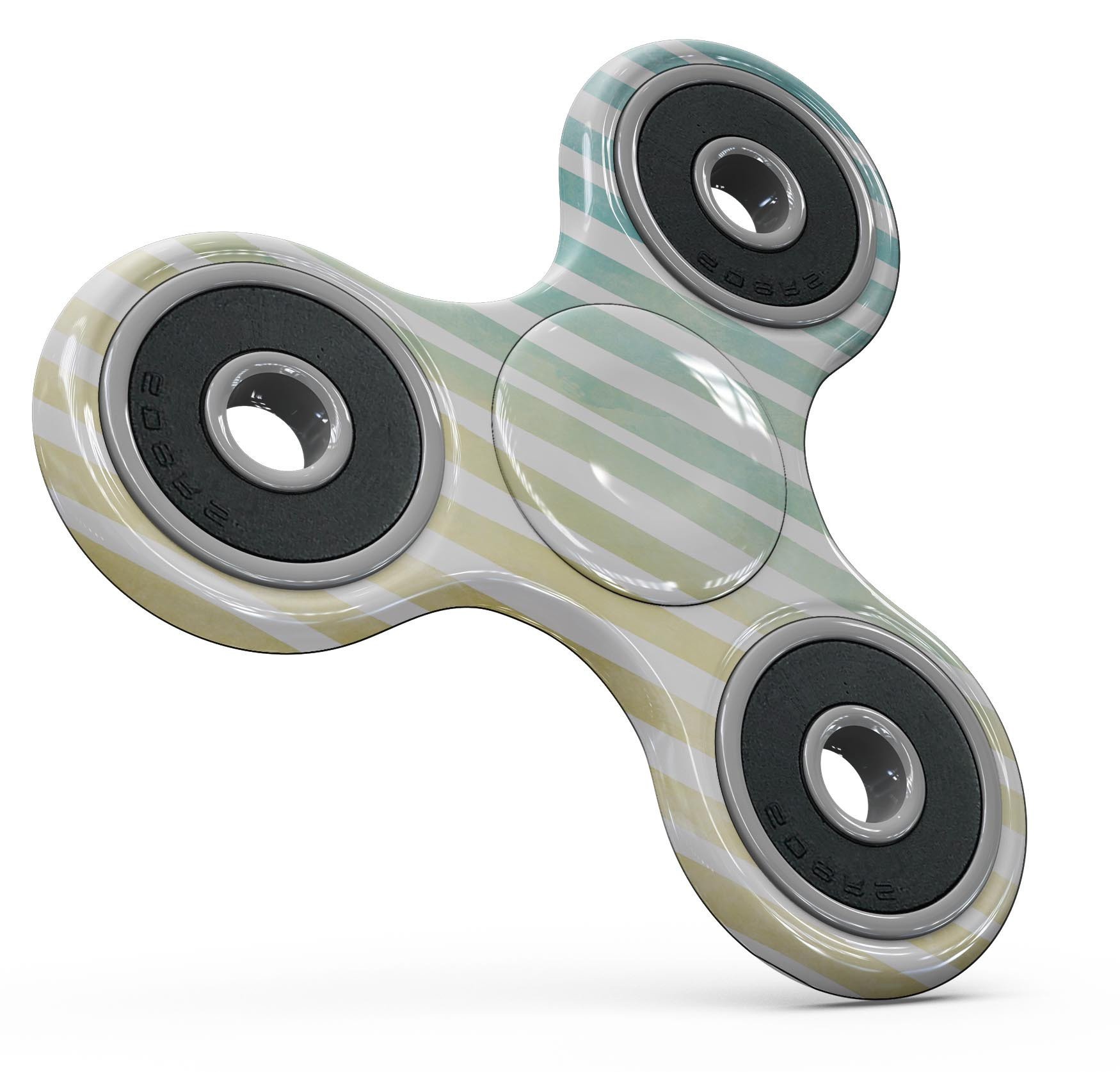 Green WaterColor Ombre Stripes Full-Body Skin-Kit for fidget spinner, showcasing vibrant colors and a stylish design.