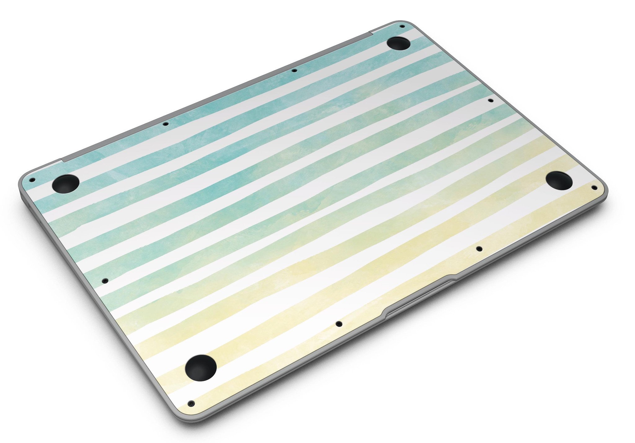 Green WaterColor Ombre Stripes MacBook Air Skin Kit showcasing vibrant colors and stylish design.