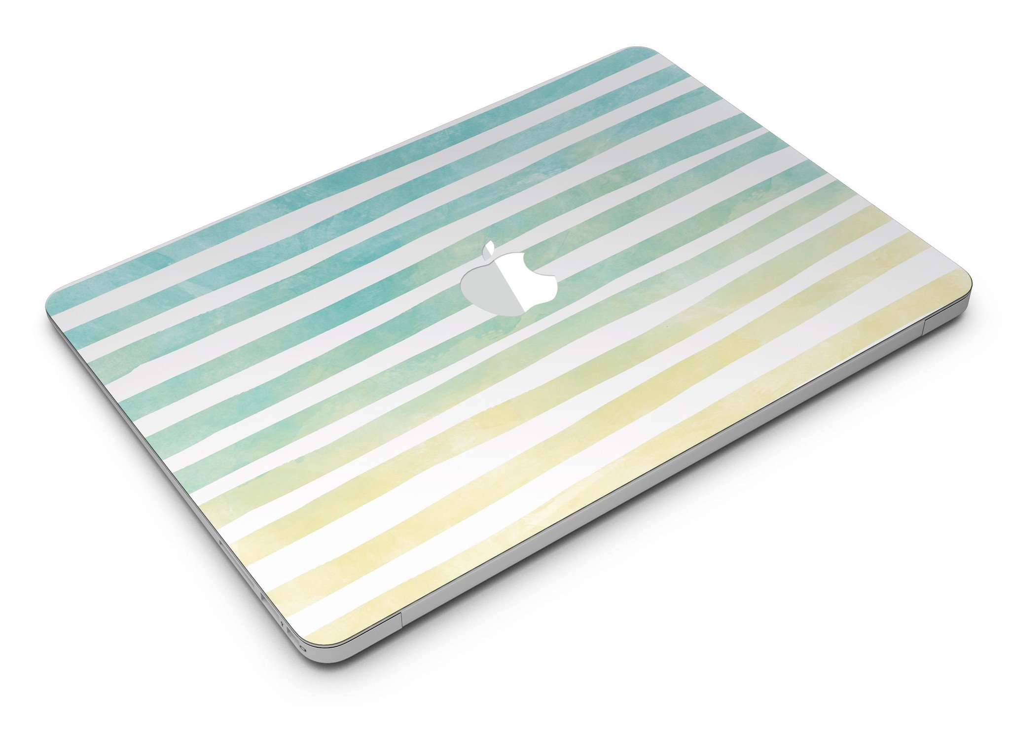 Green WaterColor Ombre Stripes MacBook Air Skin Kit showcasing vibrant colors and stylish design.