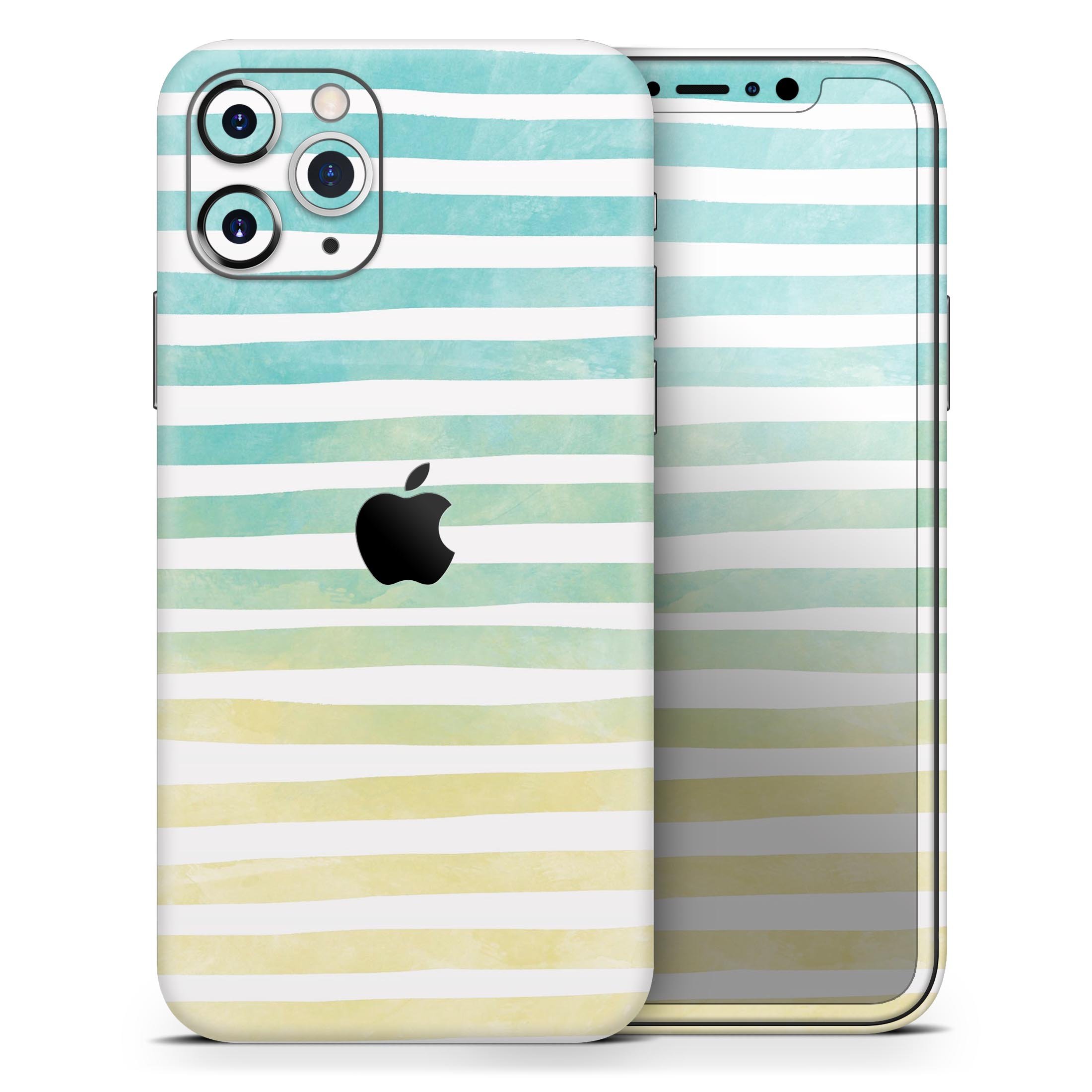 Green WaterColor Ombre Stripes skin for Apple iPhone, showcasing vibrant colors and sleek design.