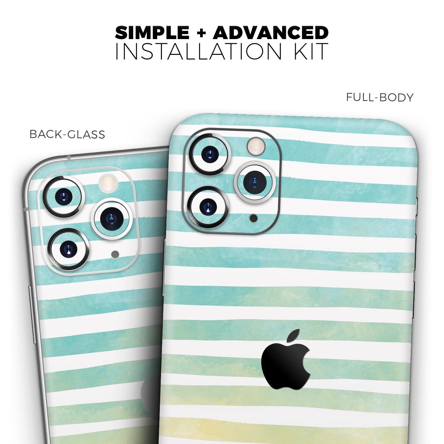 Green WaterColor Ombre Stripes skin for Apple iPhone, showcasing vibrant colors and sleek design.