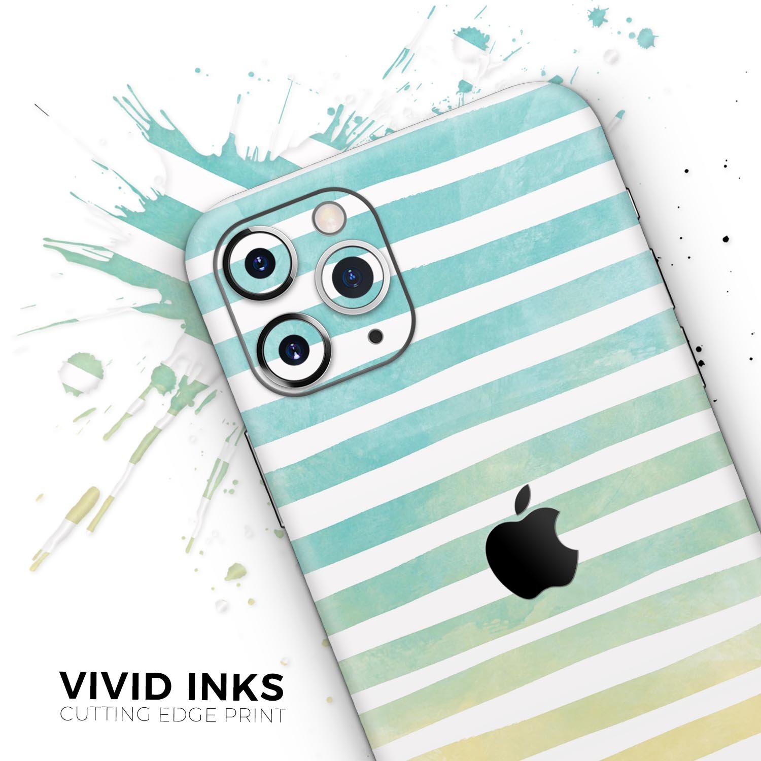 Green WaterColor Ombre Stripes skin for Apple iPhone, showcasing vibrant colors and sleek design.