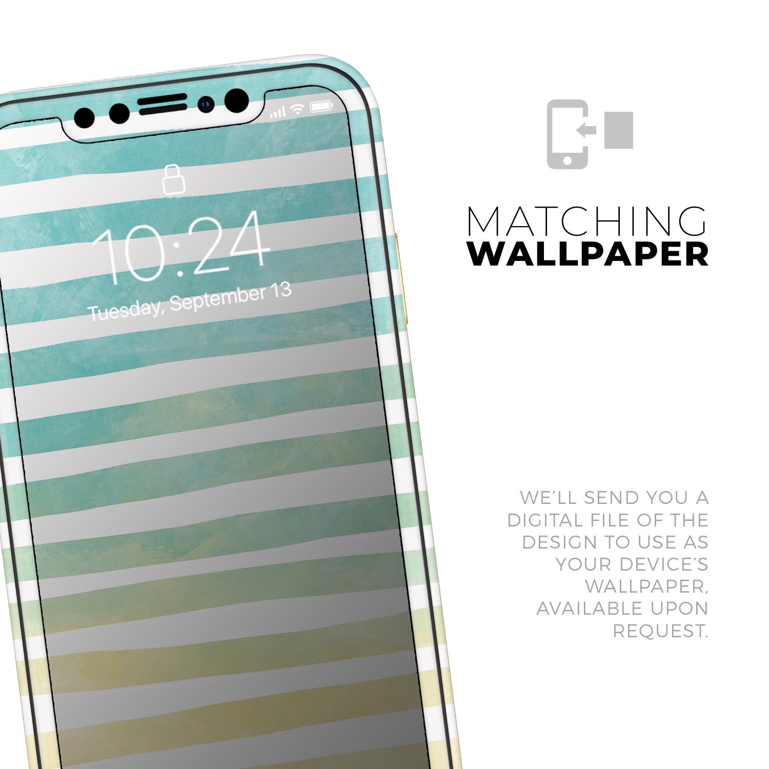 Green WaterColor Ombre Stripes skin for Apple iPhone, showcasing vibrant colors and sleek design.