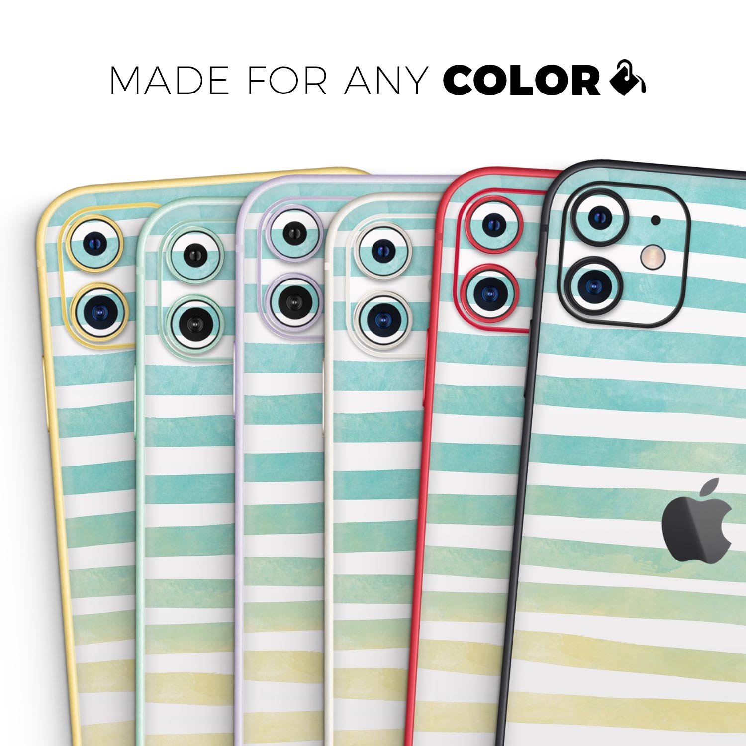 Green WaterColor Ombre Stripes skin for Apple iPhone, showcasing vibrant colors and sleek design.