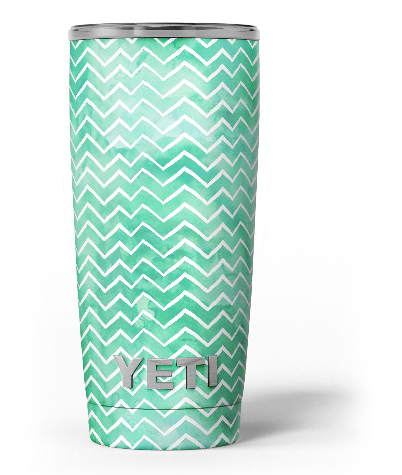 Green Watercolor Pattern skin decal vinyl wrap kit for Yeti Coolers, showcasing vibrant colors and a stylish design.