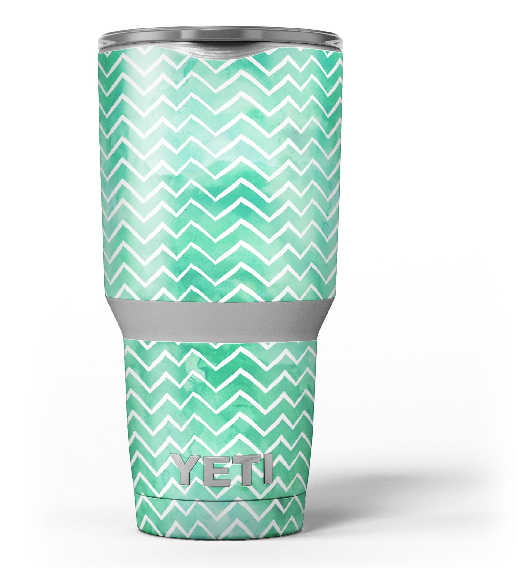 Green Watercolor Pattern skin decal vinyl wrap kit for Yeti Coolers, showcasing vibrant colors and a stylish design.