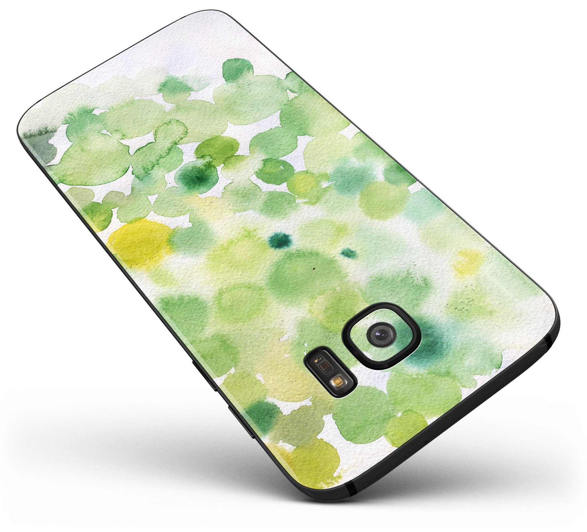 Green WaterColor Texture skin kit for Samsung Galaxy S7 and S7 Edge, showcasing vibrant colors and premium vinyl material.