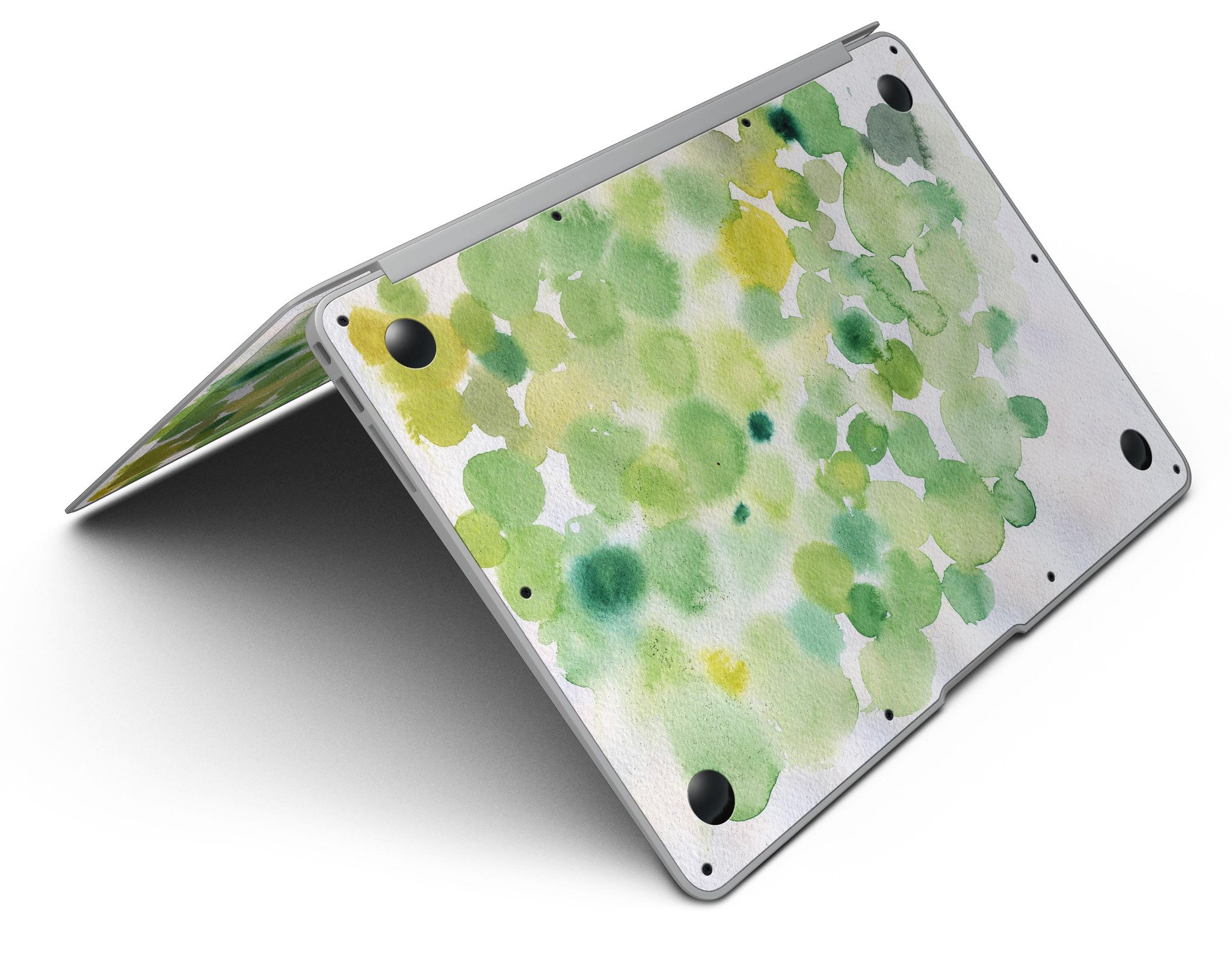 Green WaterColor Texture MacBook Air Skin Kit showcasing vibrant watercolor design on a sleek laptop.