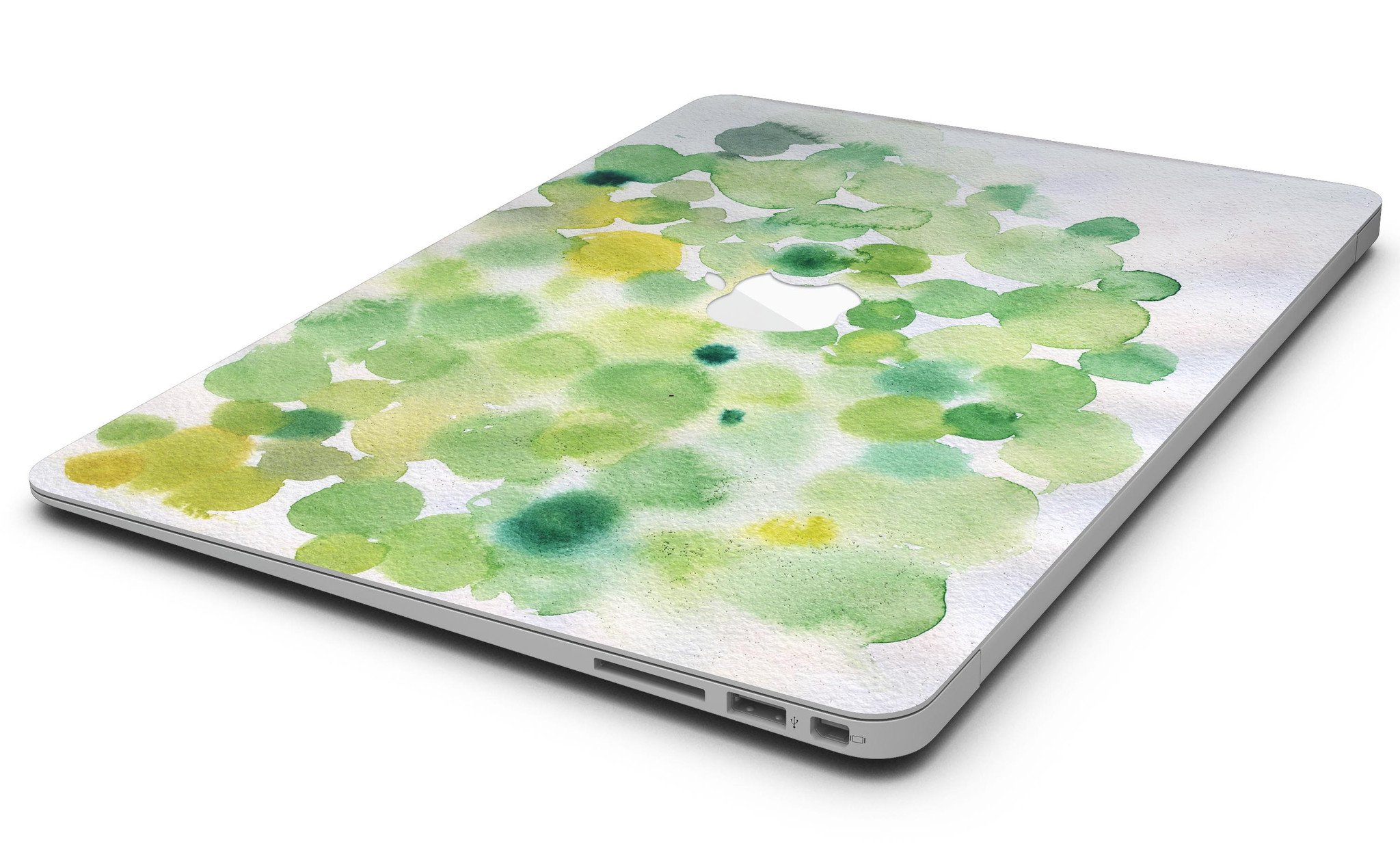 Green WaterColor Texture MacBook Air Skin Kit showcasing vibrant watercolor design on a sleek laptop.