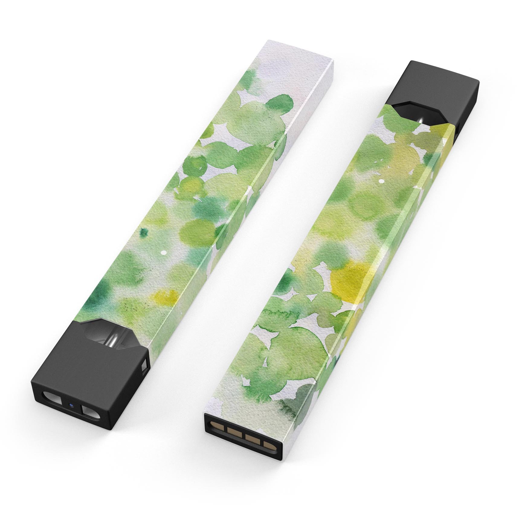 Green WaterColor Texture skin-wrap sticker designed for JUUL vaping device, showcasing vibrant colors and a protective finish.