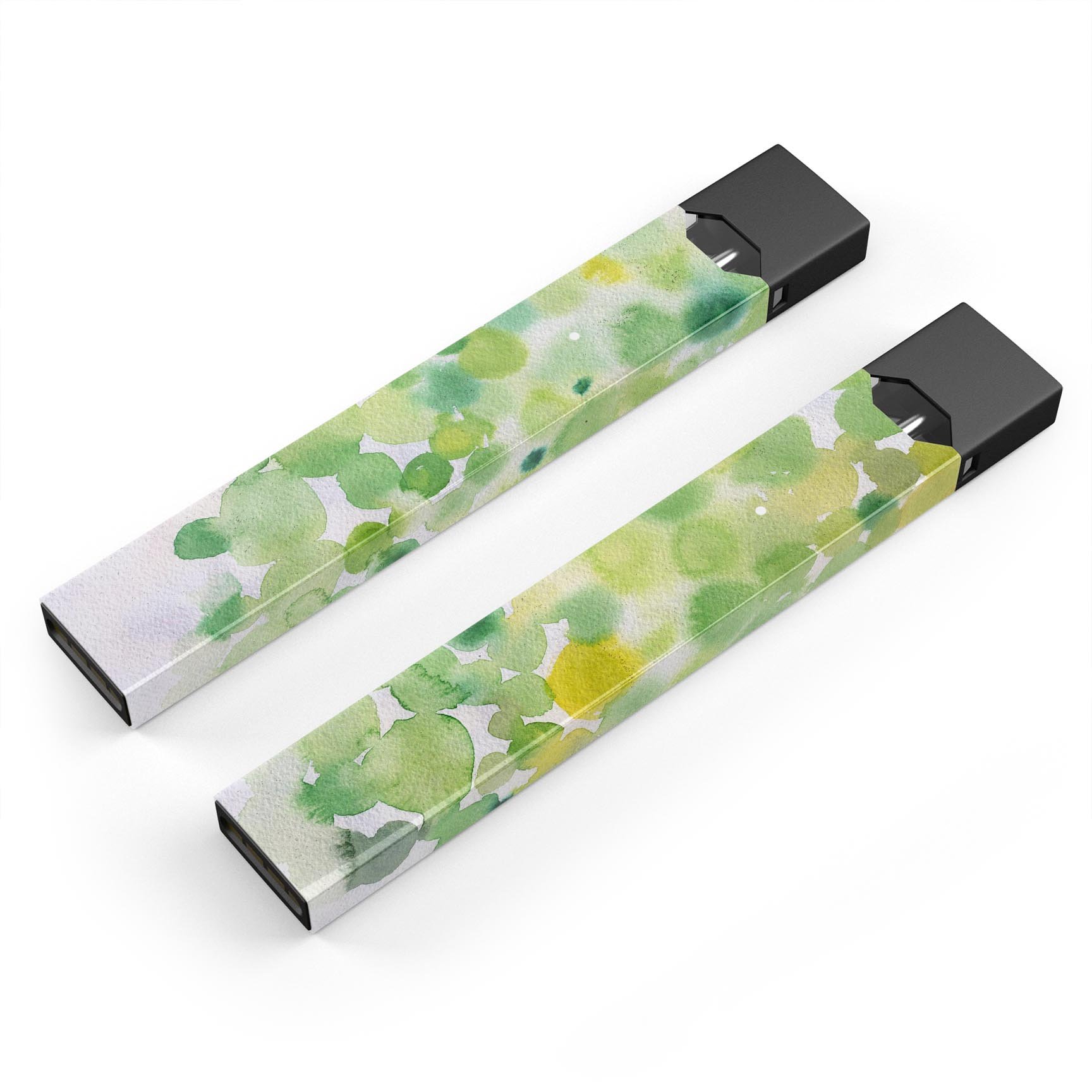 Green WaterColor Texture skin-wrap sticker designed for JUUL vaping device, showcasing vibrant colors and a protective finish.