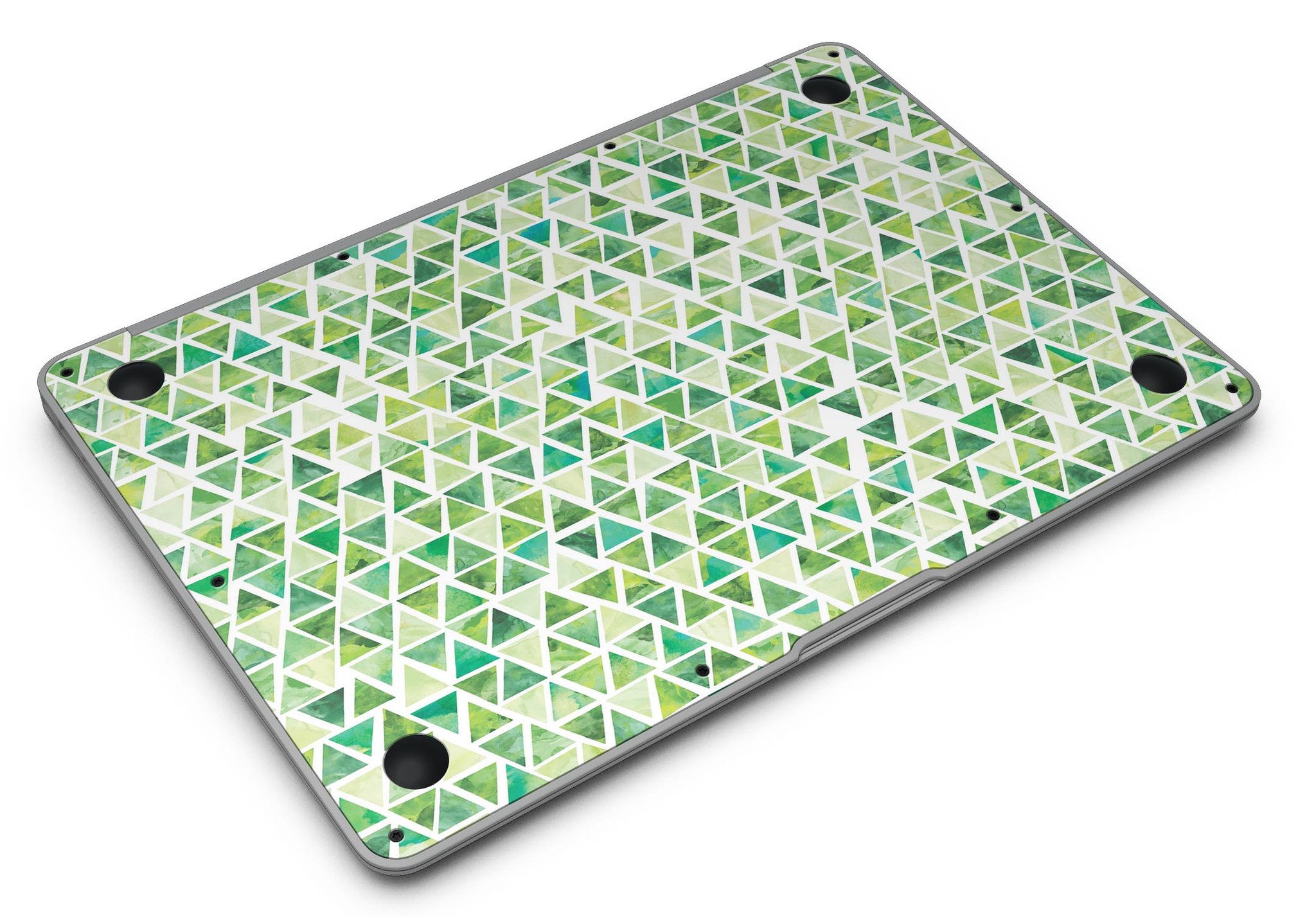 Green Watercolor Triangle Pattern MacBook Air skin kit showcasing vibrant colors and unique design.