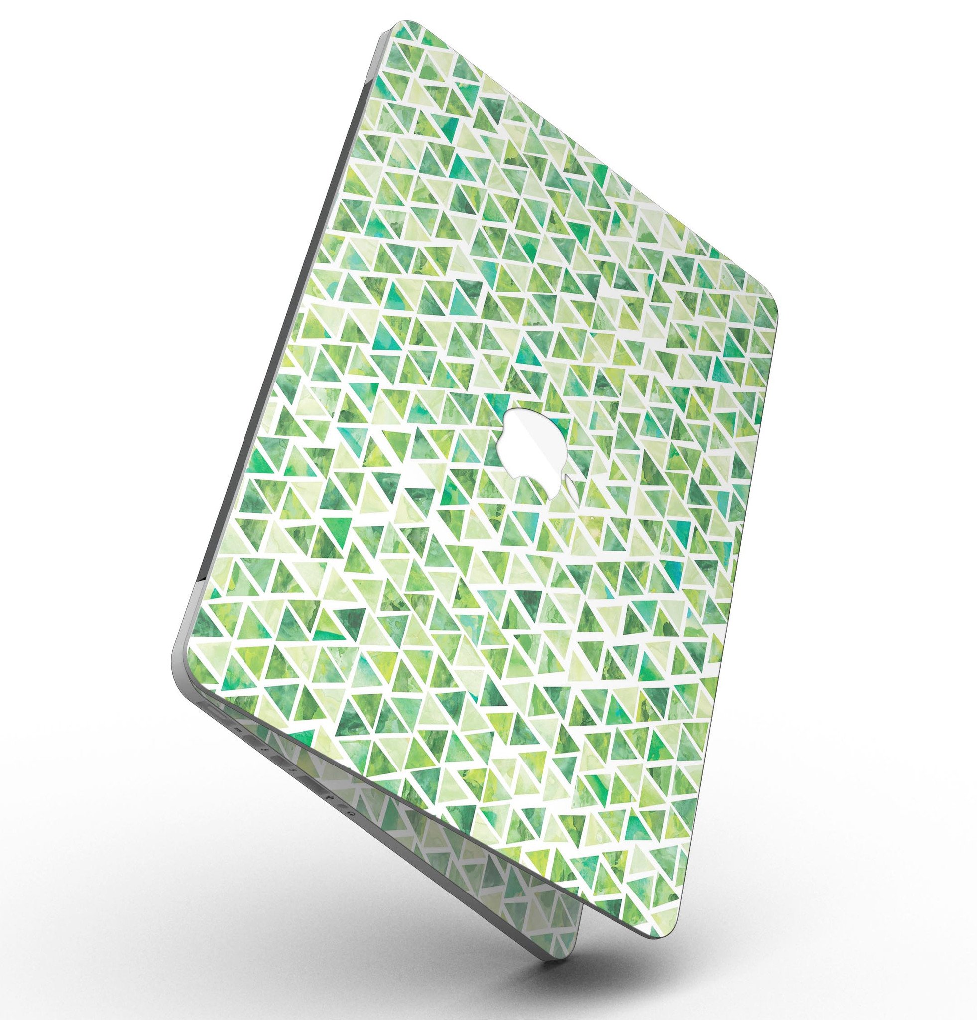 Green Watercolor Triangle Pattern skin for MacBook Pro with Retina Display, showcasing vibrant colors and a stylish design.