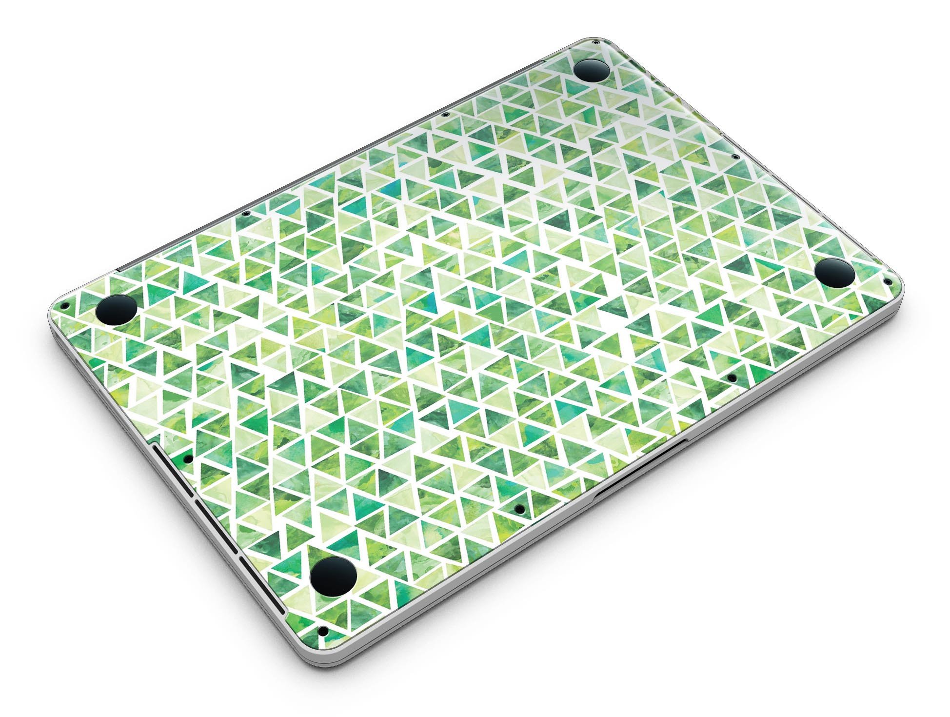 Green Watercolor Triangle Pattern skin for MacBook Pro with Retina Display, showcasing vibrant colors and a stylish design.