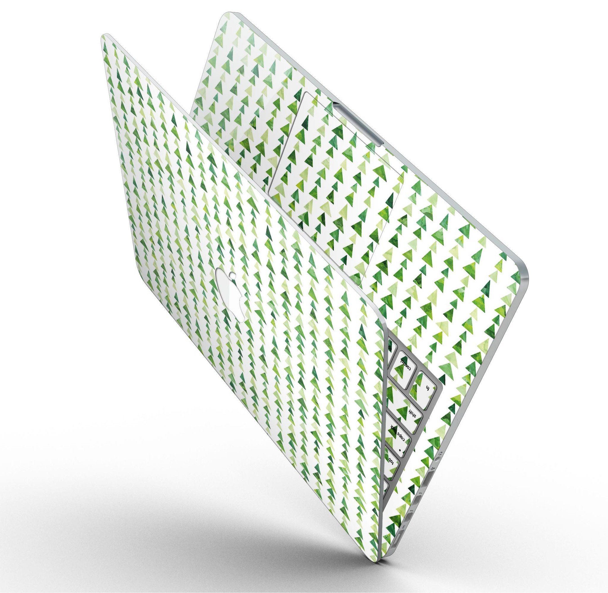 Green Watercolor Triangle Pattern skin for MacBook Pro with Retina Display, showcasing vibrant colors and unique design.