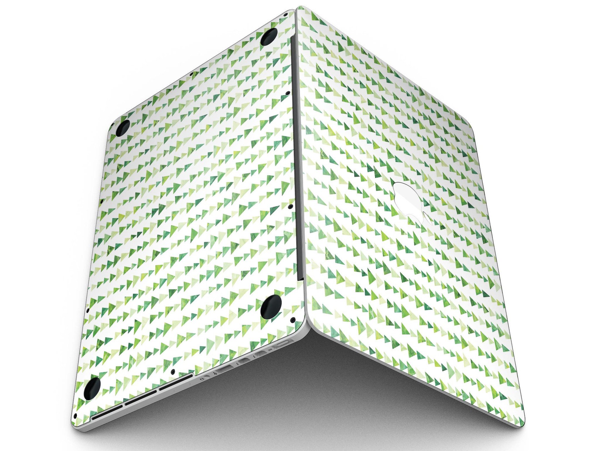 Green Watercolor Triangle Pattern skin for MacBook Pro with Retina Display, showcasing vibrant colors and unique design.