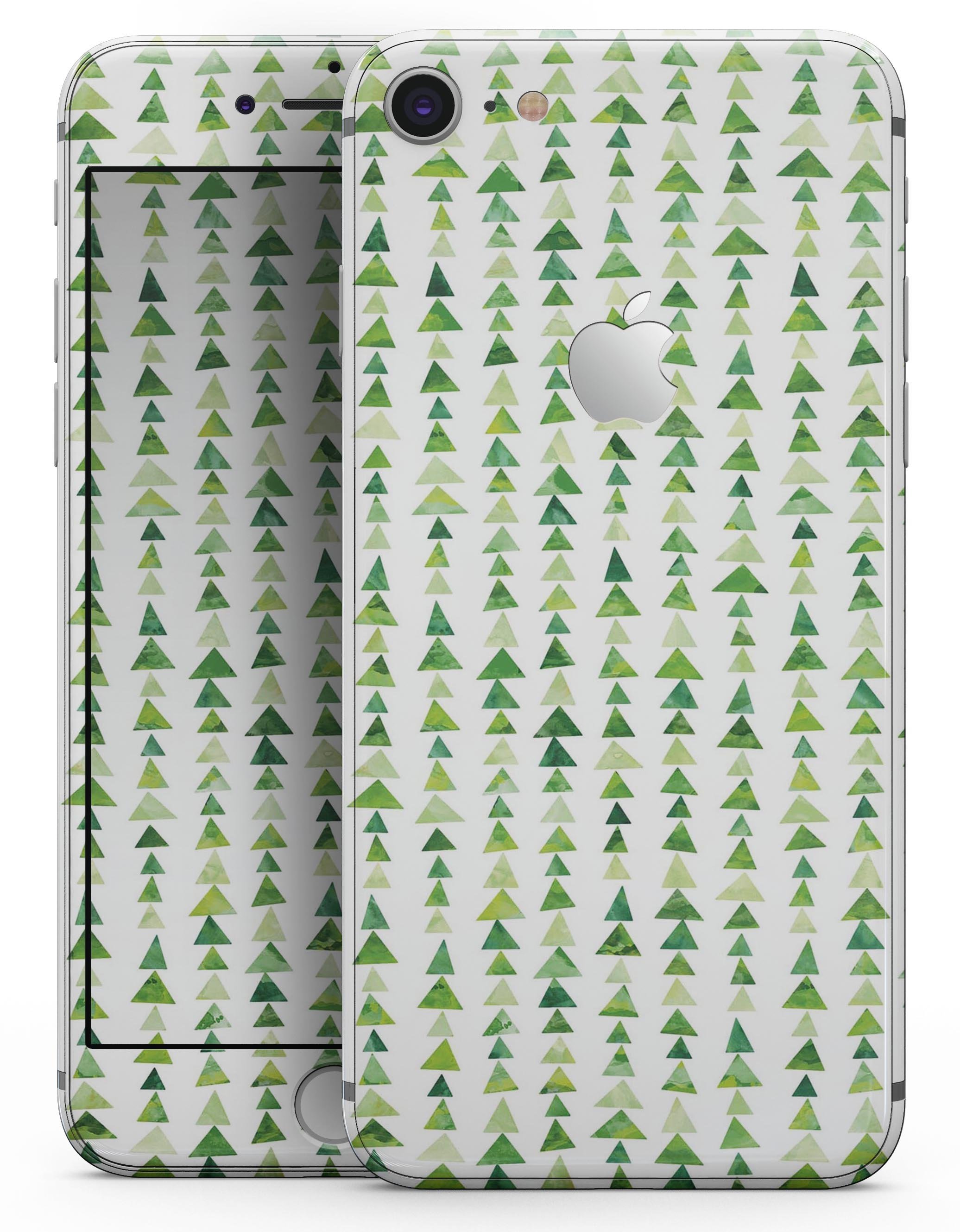 Green Watercolor Triangle Pattern skin for iPhone 8 and 8 Plus, showcasing vibrant colors and unique design.