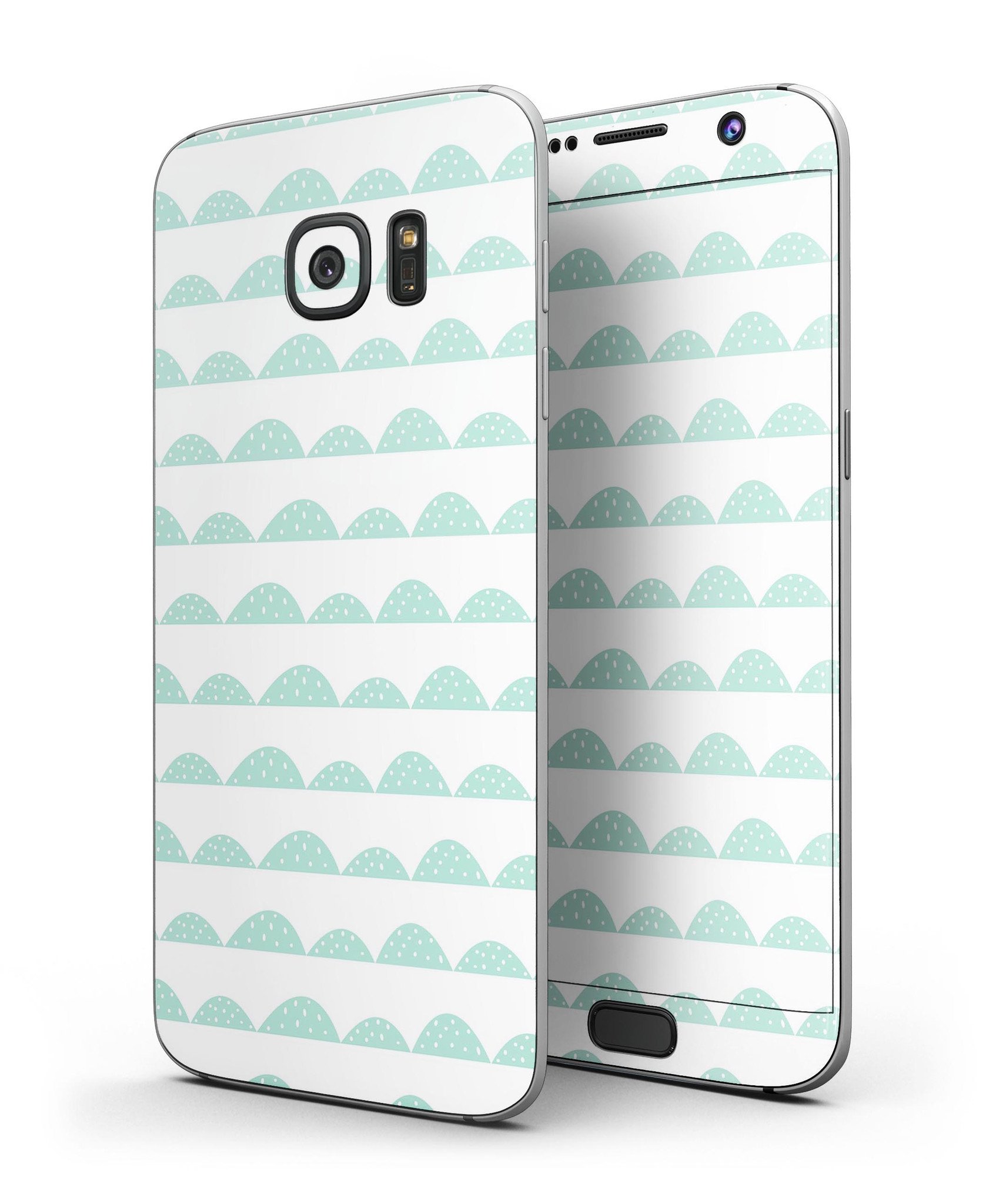 Green Waves skin for Samsung Galaxy S7/S7 Edge featuring white micro dots, showcasing a stylish and protective design.