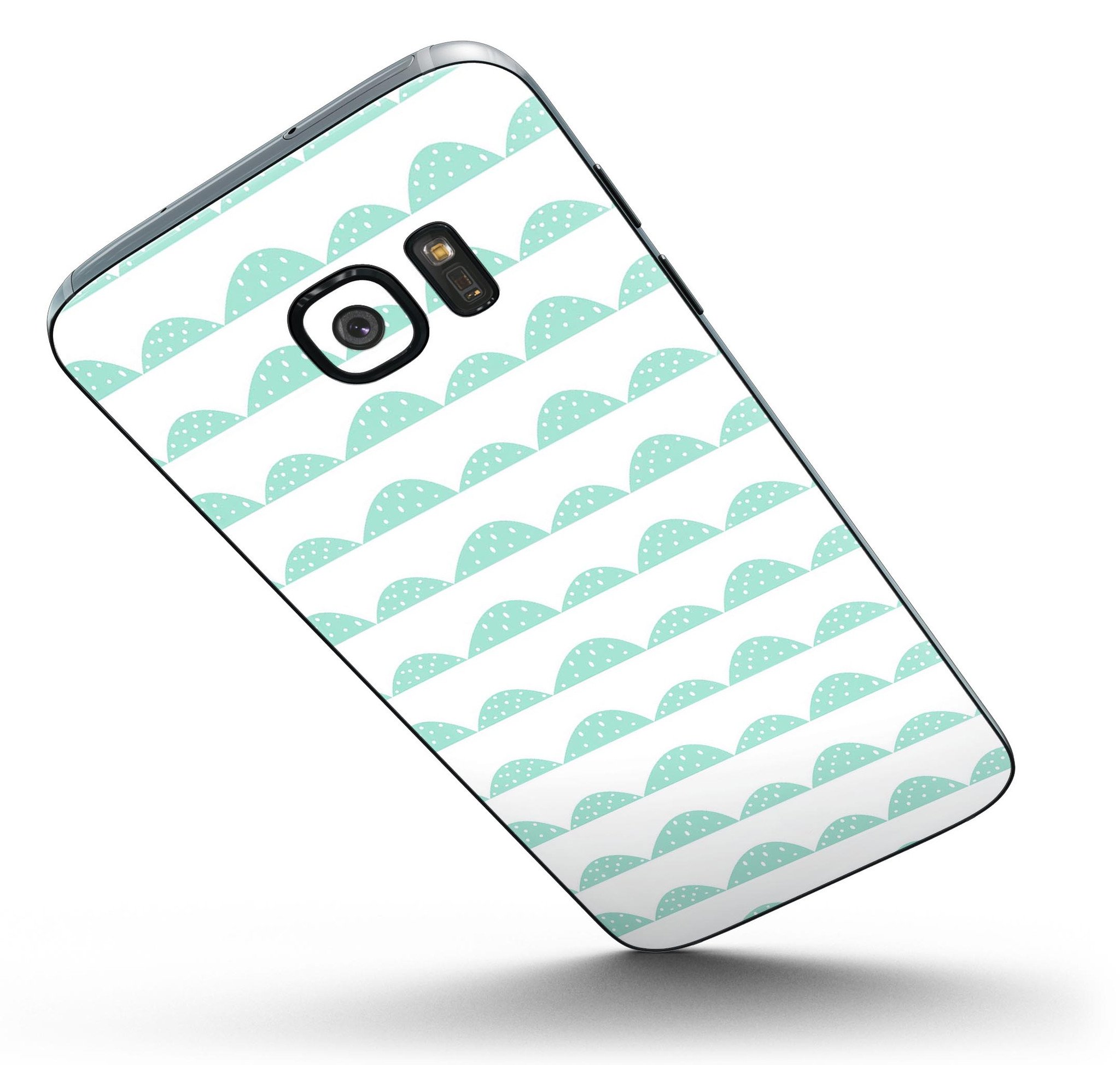 Green Waves skin for Samsung Galaxy S7/S7 Edge featuring white micro dots, showcasing a stylish and protective design.