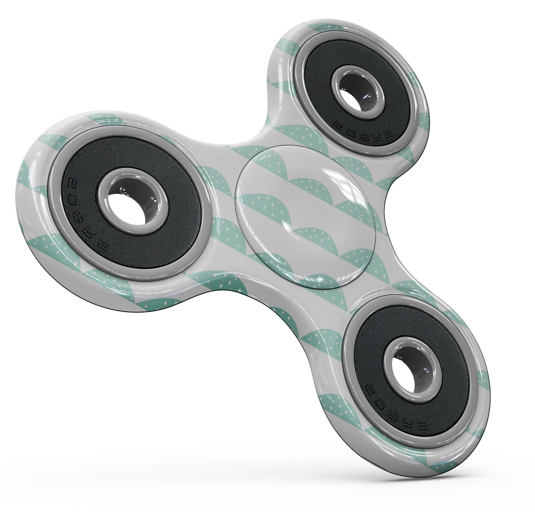 Green Waves fidget spinner skin kit featuring white micro dots, designed for full-body coverage and protection.