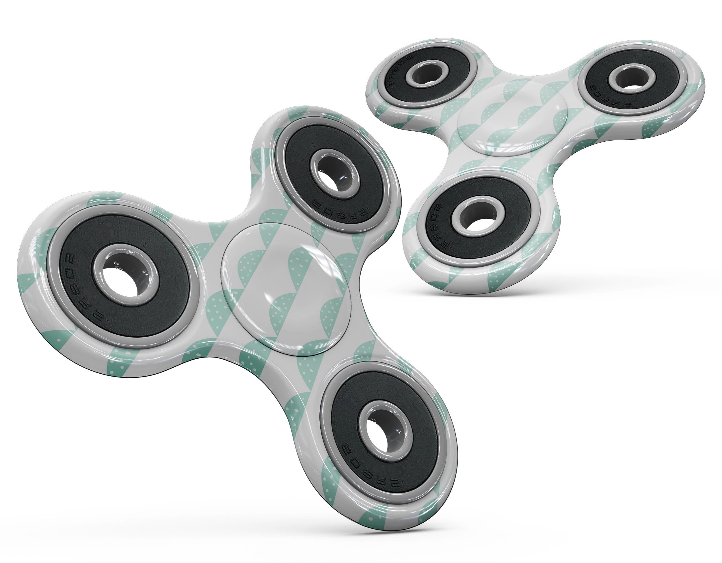 Green Waves fidget spinner skin kit featuring white micro dots, designed for full-body coverage and protection.