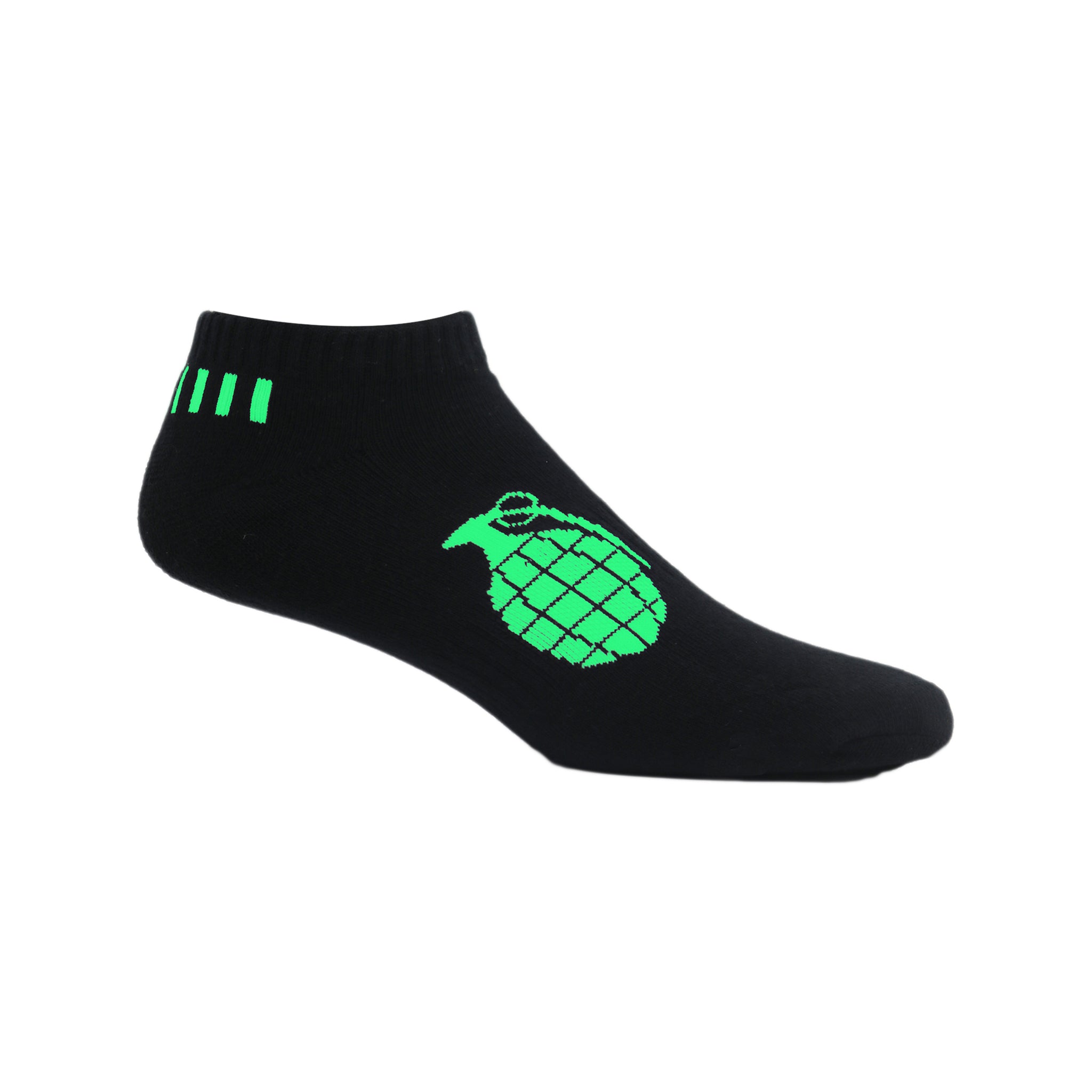 Grenade Low Cut Socks in Black and Cyan with Ventilator Mesh Top and Compression Technology.