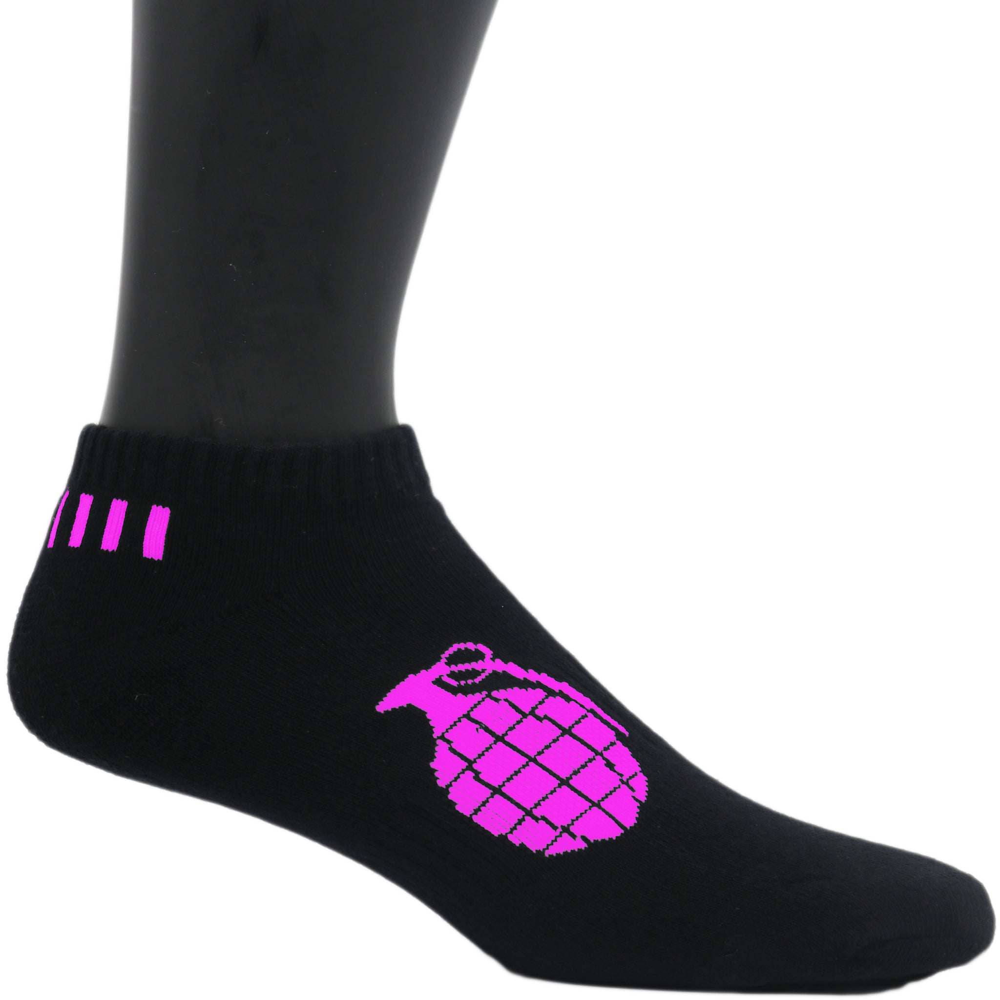 Grenade Low Cut Socks in Black and Cyan with Ventilator Mesh Top and Compression Technology.