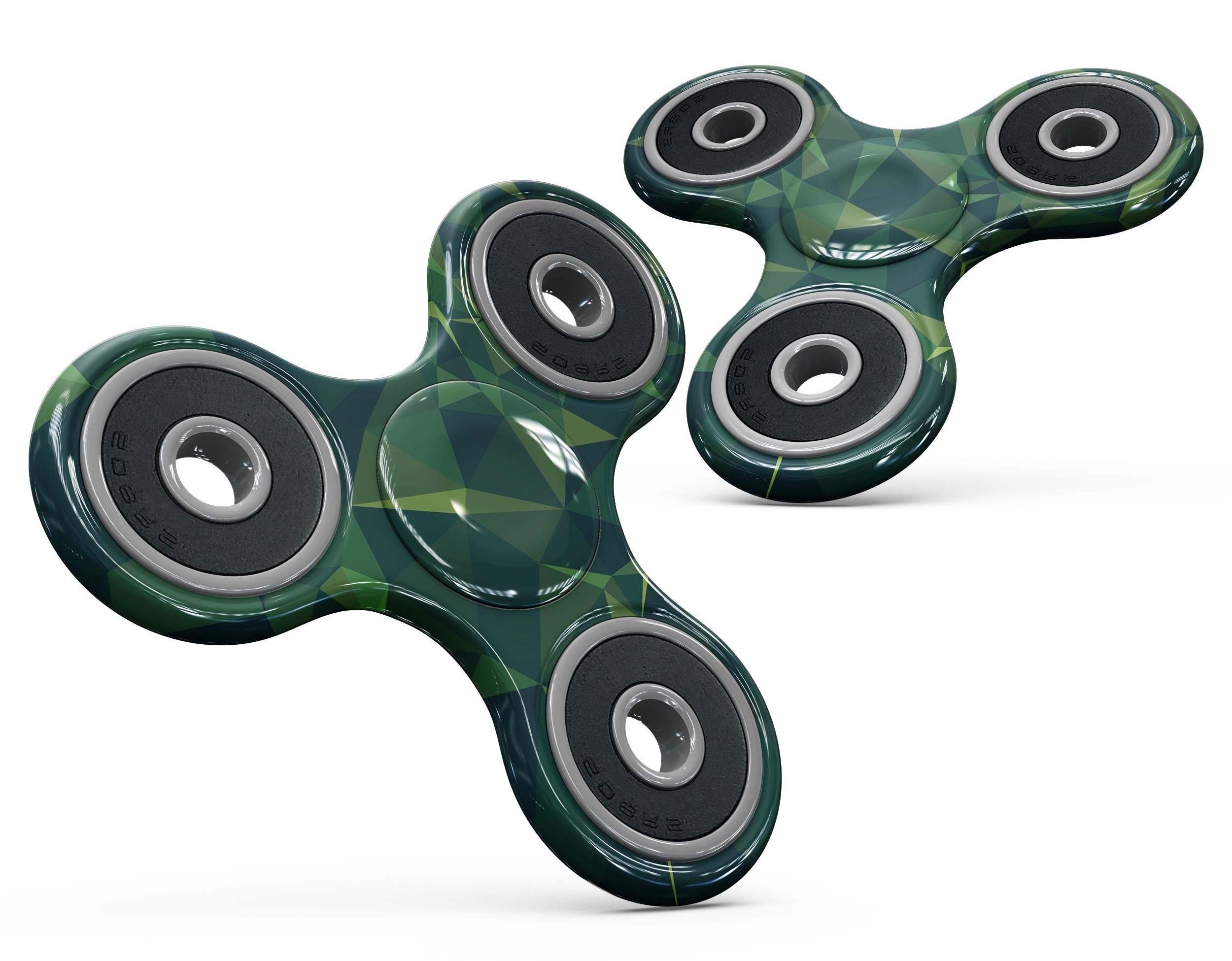 Greenage Geometric V13 Full-Body Fidget Spinner Skin-Kit showcasing a vibrant geometric design on premium vinyl.