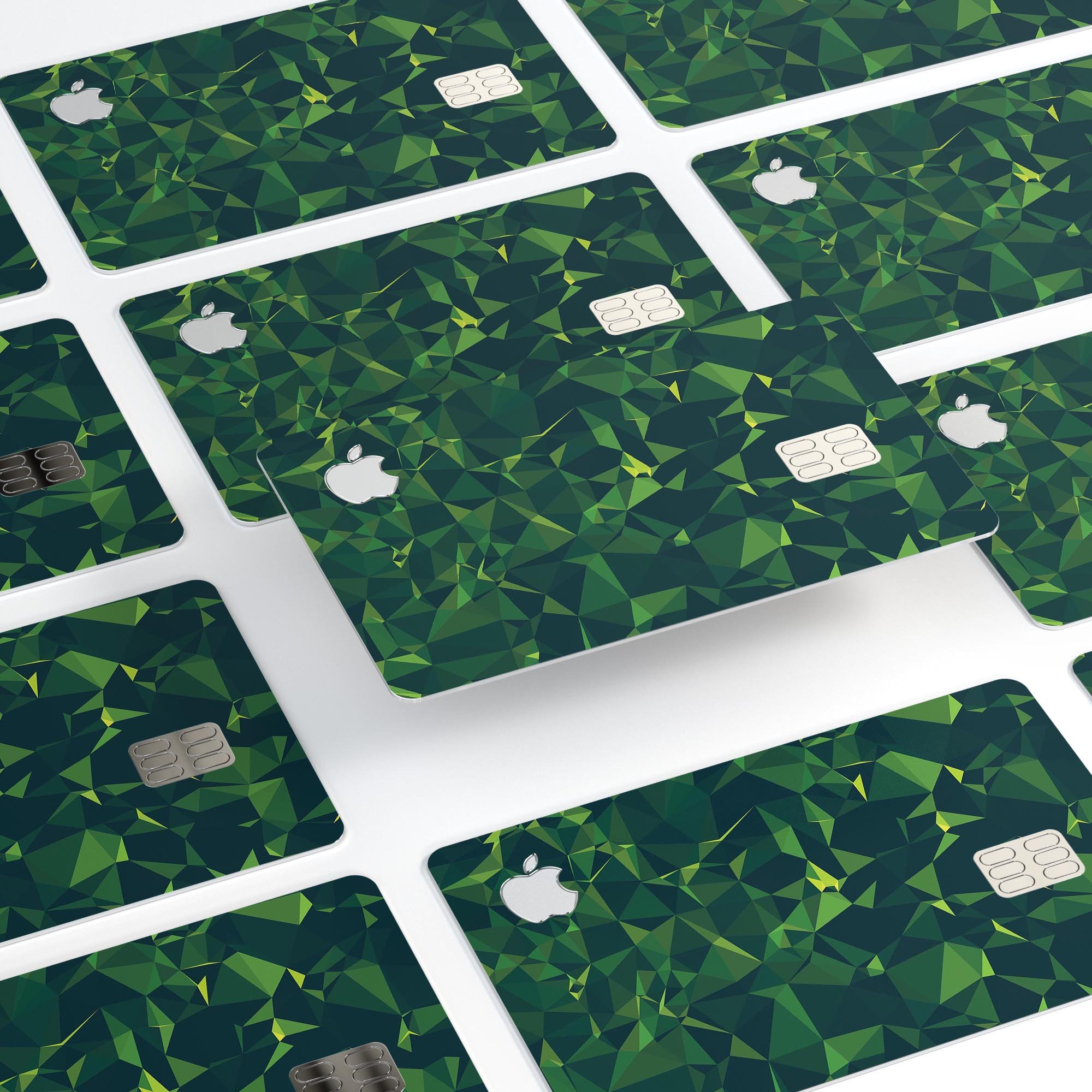 Greenage Geometric V13 decal skin-kit for Apple Card, showcasing premium vinyl design and finishes.