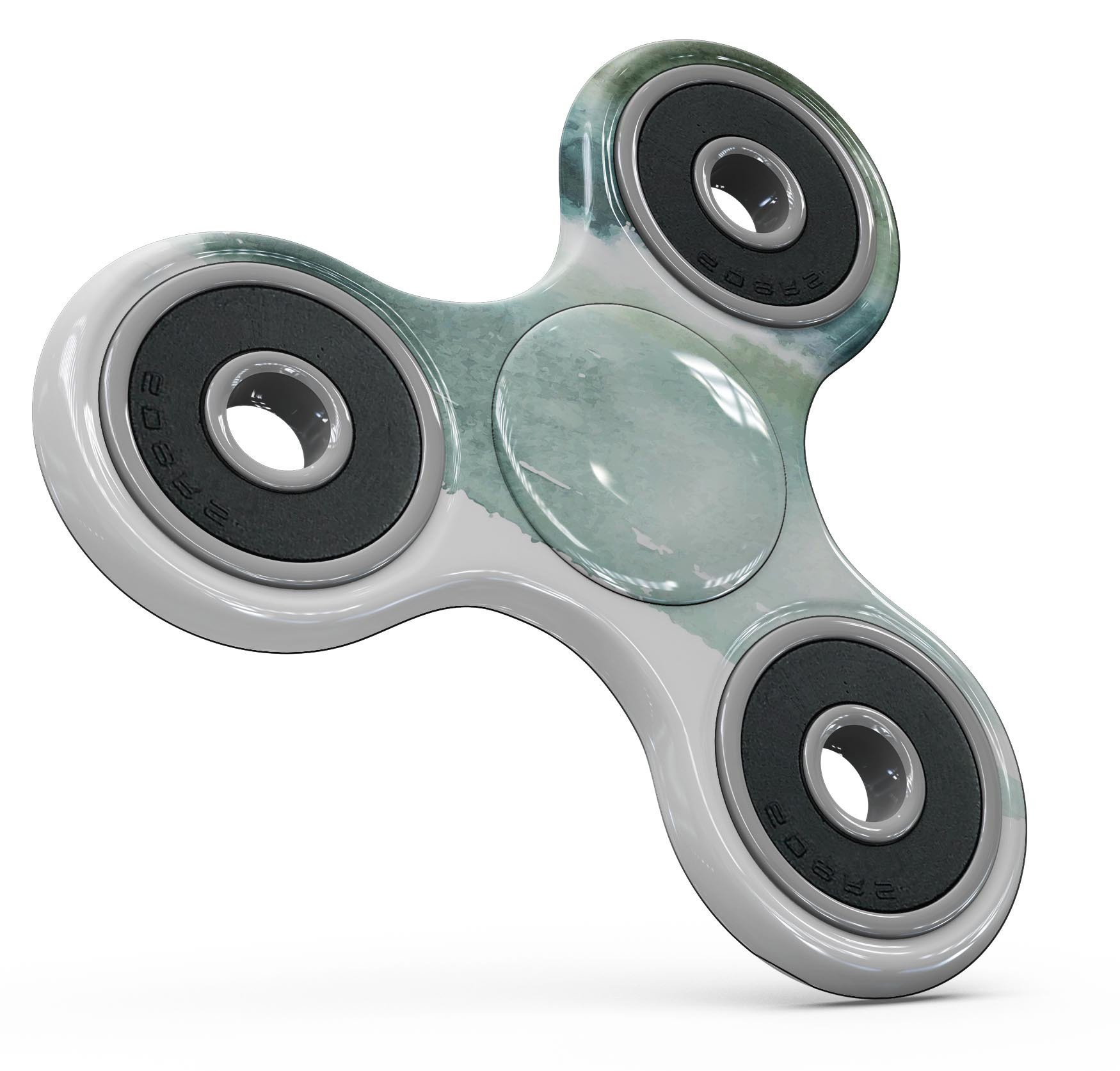 Greenish watercolor strokes full-body skin kit for fidget spinner, showcasing vibrant colors and artistic design.