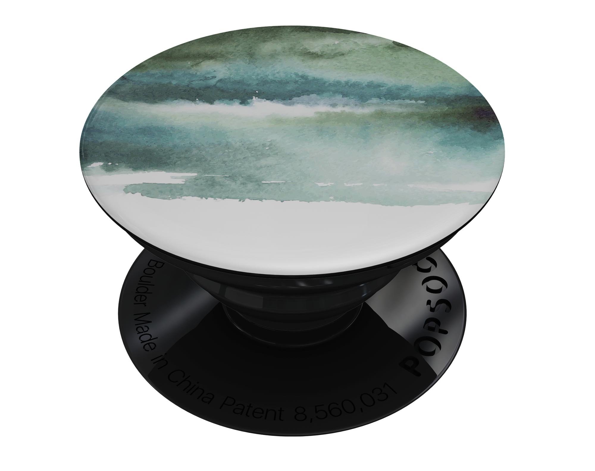 Greenish Watercolor Strokes Skin Kit for PopSockets, featuring vibrant watercolor design on premium vinyl.