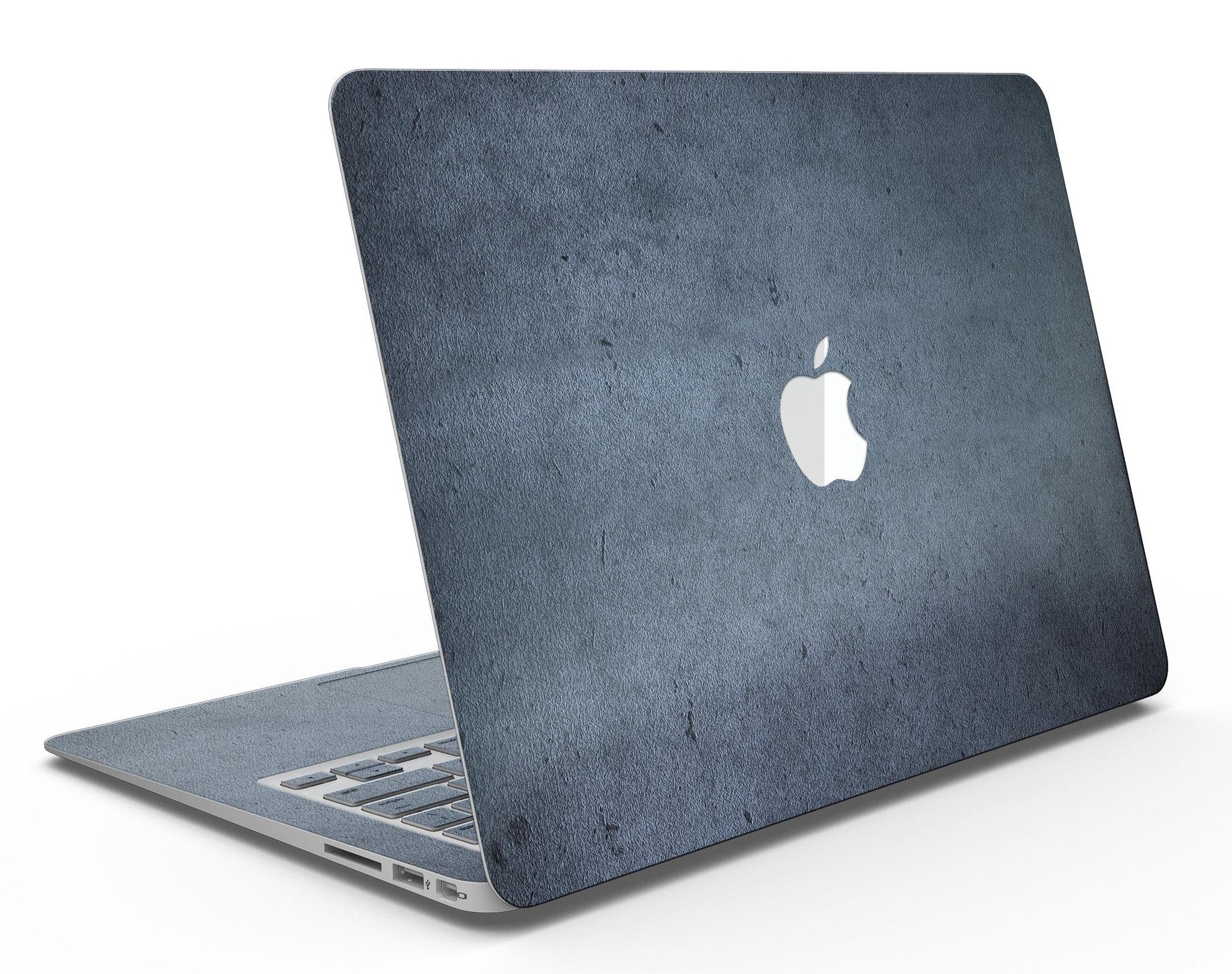 Grunge Blue Concrete Surface skin applied to a MacBook Air, showcasing its stylish design and texture.