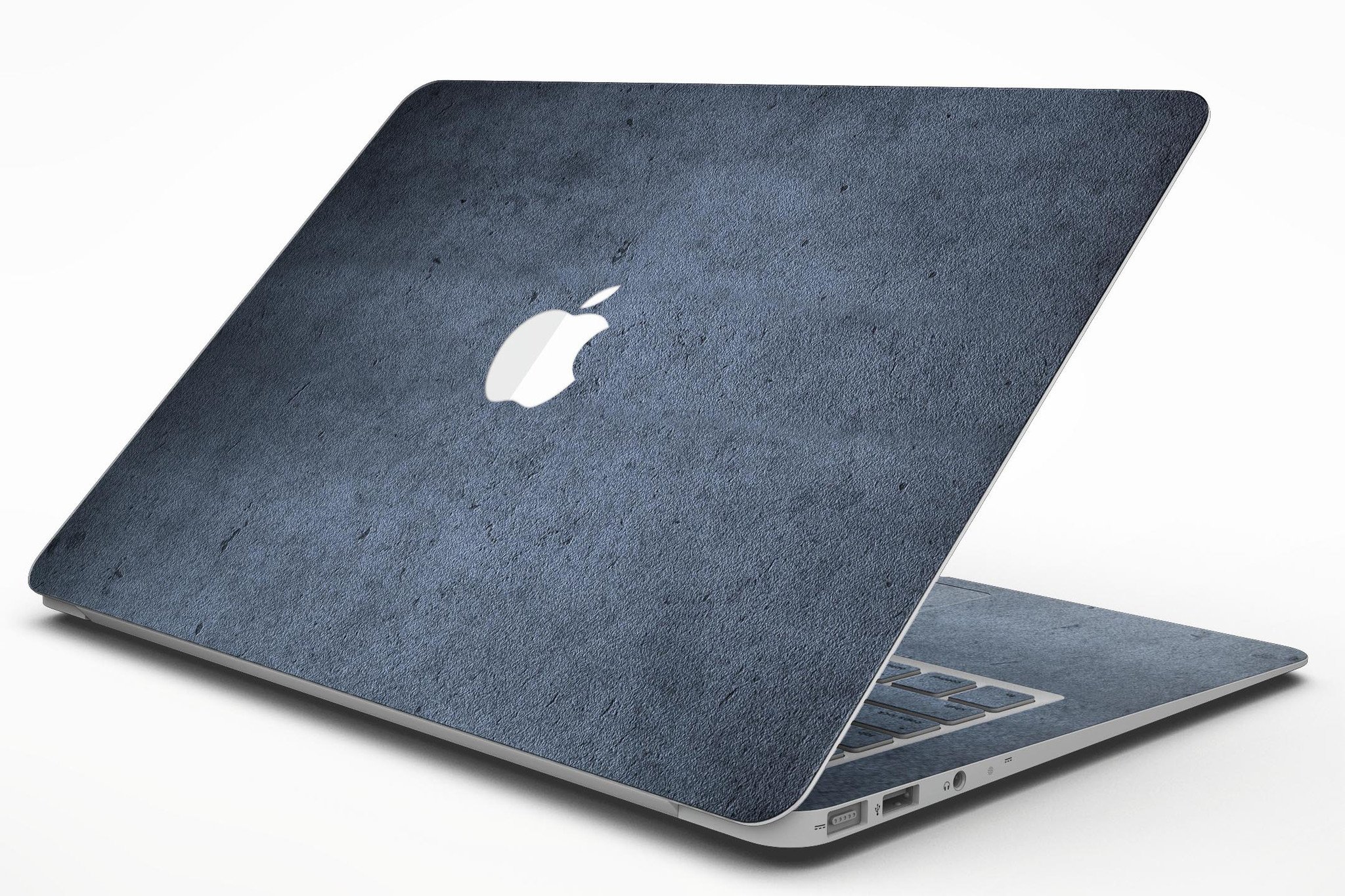 Grunge Blue Concrete Surface skin applied to a MacBook Air, showcasing its stylish design and texture.