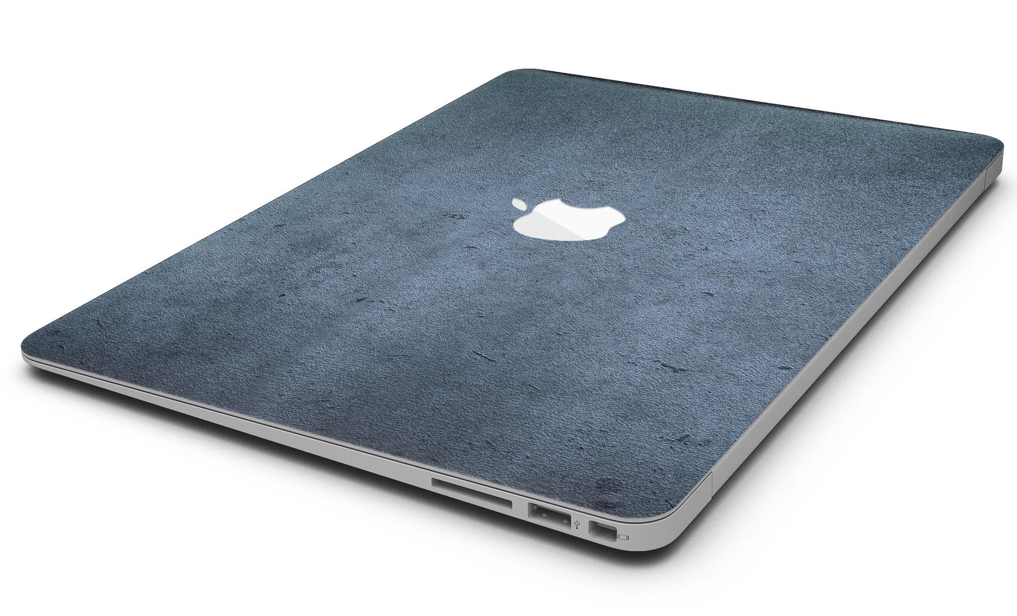 Grunge Blue Concrete Surface skin applied to a MacBook Air, showcasing its stylish design and texture.