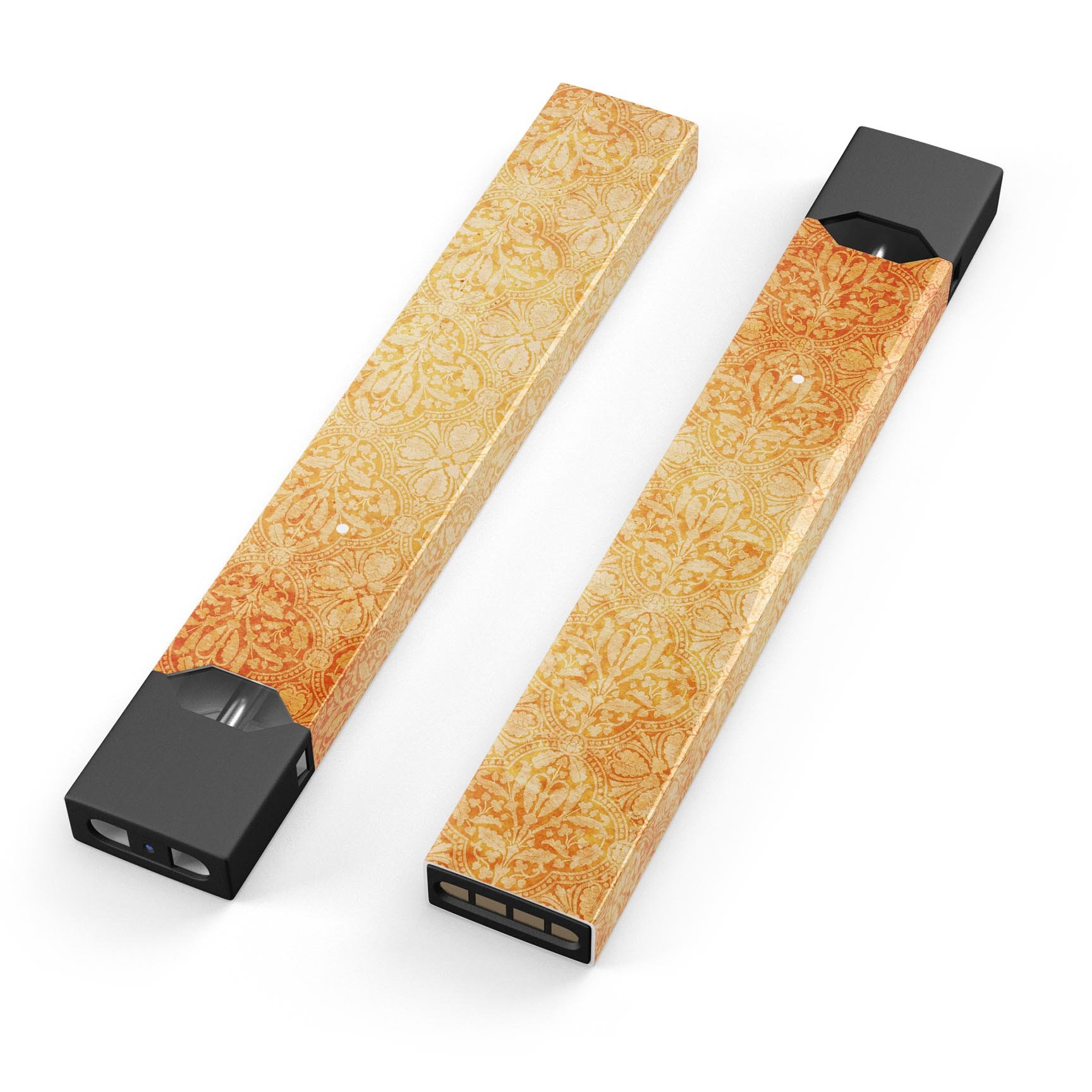 Grunge Coral Damask Pattern skin-wrap for JUUL vaping device, showcasing vibrant colors and intricate design.