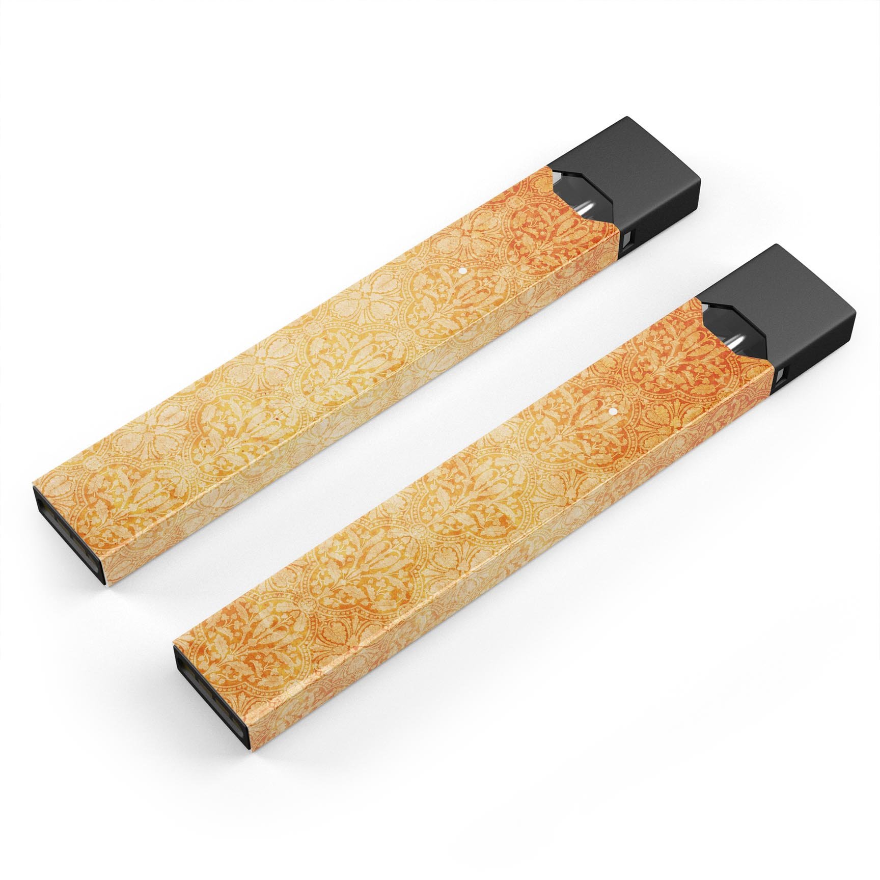 Grunge Coral Damask Pattern skin-wrap for JUUL vaping device, showcasing vibrant colors and intricate design.