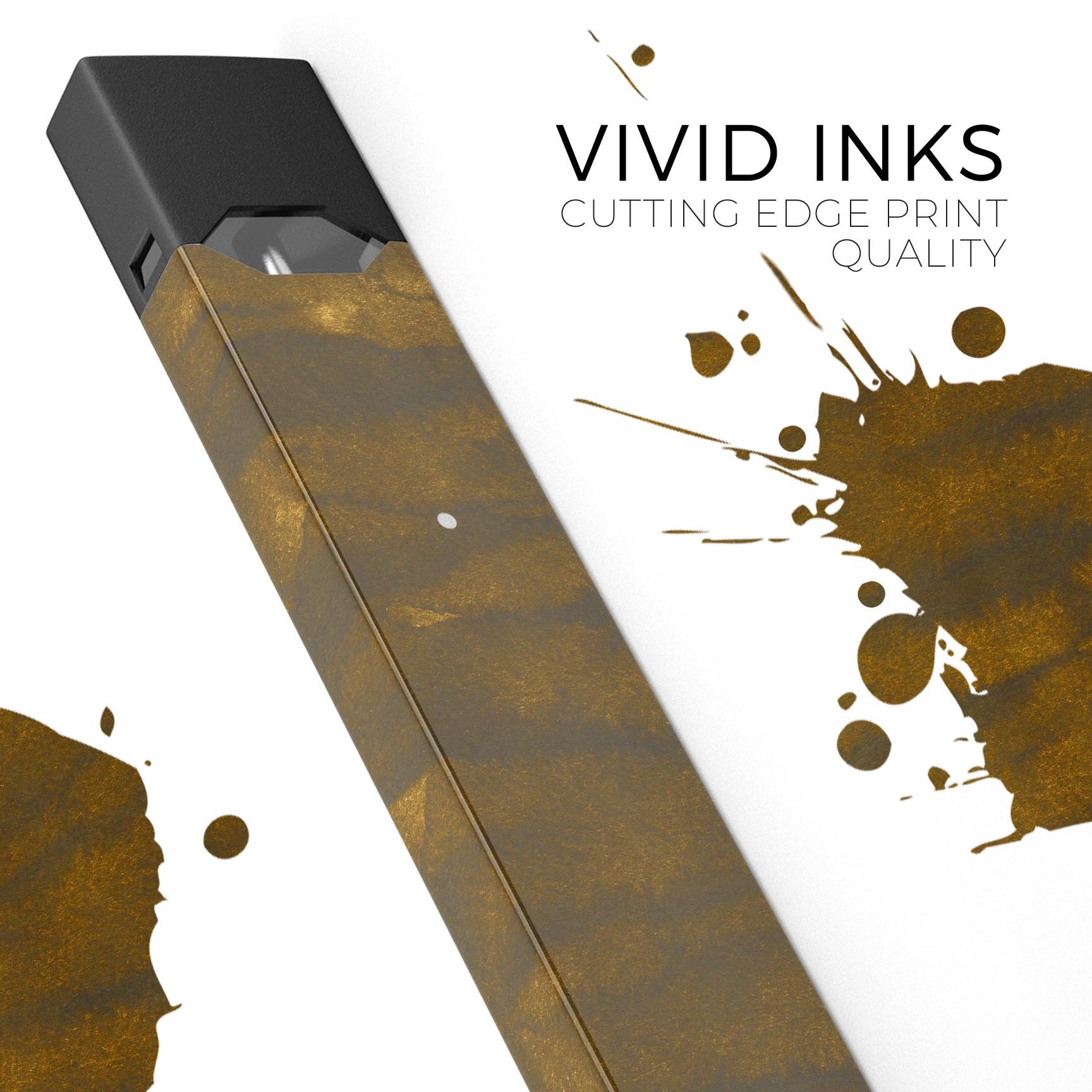 Grunge Dark Golden Stripes skin-wrap for JUUL vaping device, showcasing a stylish design with dark golden stripes.