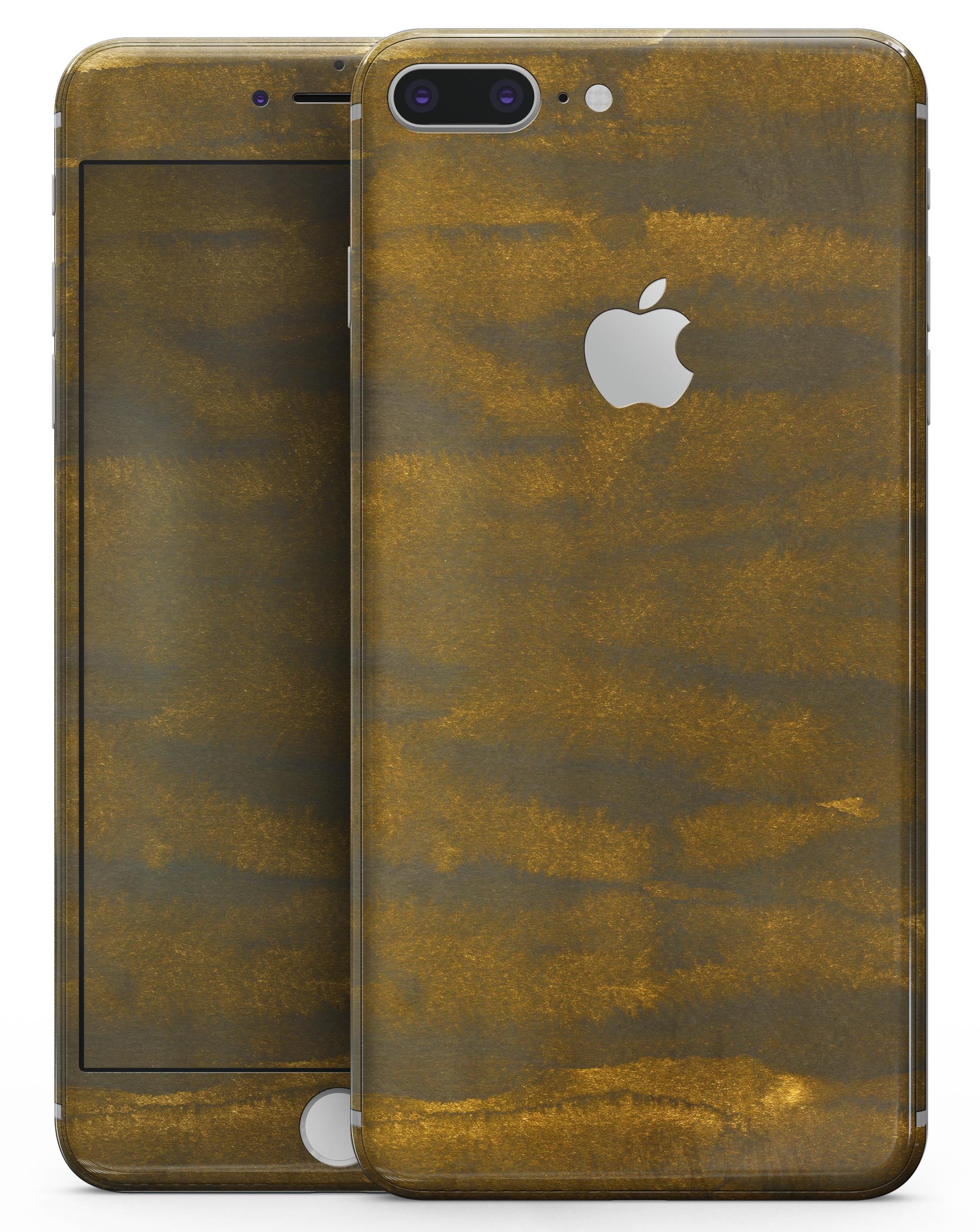 Grunge Dark Golden Stripes skin for iPhone 8 and 8 Plus, showcasing a stylish design with dark golden stripes on a sleek surface.