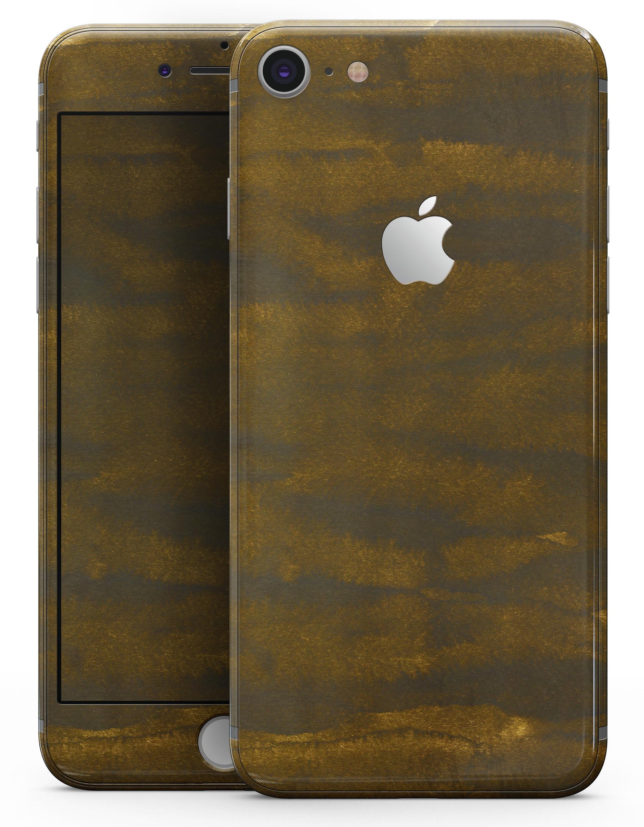 Grunge Dark Golden Stripes skin for iPhone 8 and 8 Plus, showcasing a stylish design with dark golden stripes on a sleek surface.