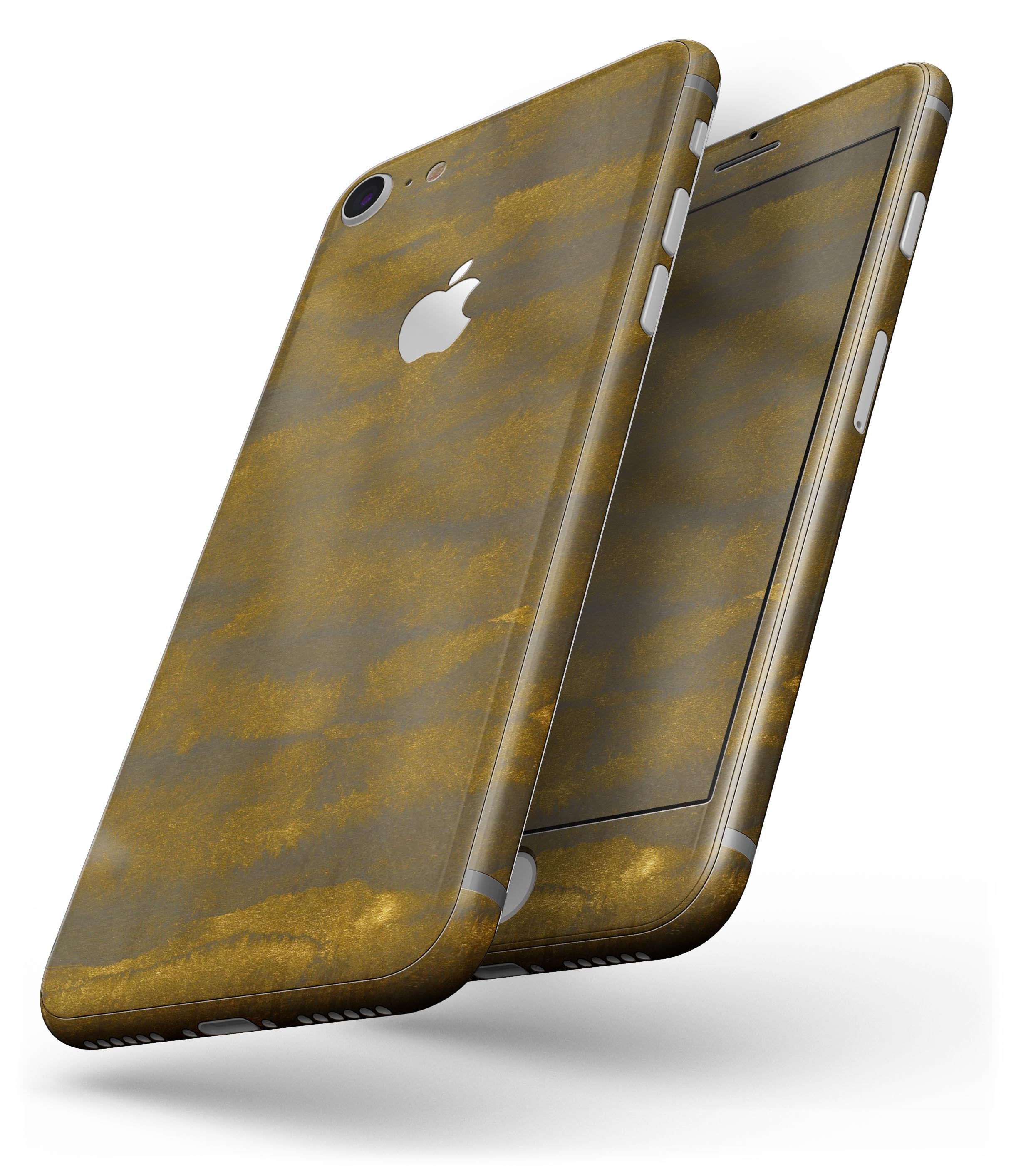 Grunge Dark Golden Stripes skin for iPhone 8 and 8 Plus, showcasing a stylish design with dark golden stripes on a sleek surface.