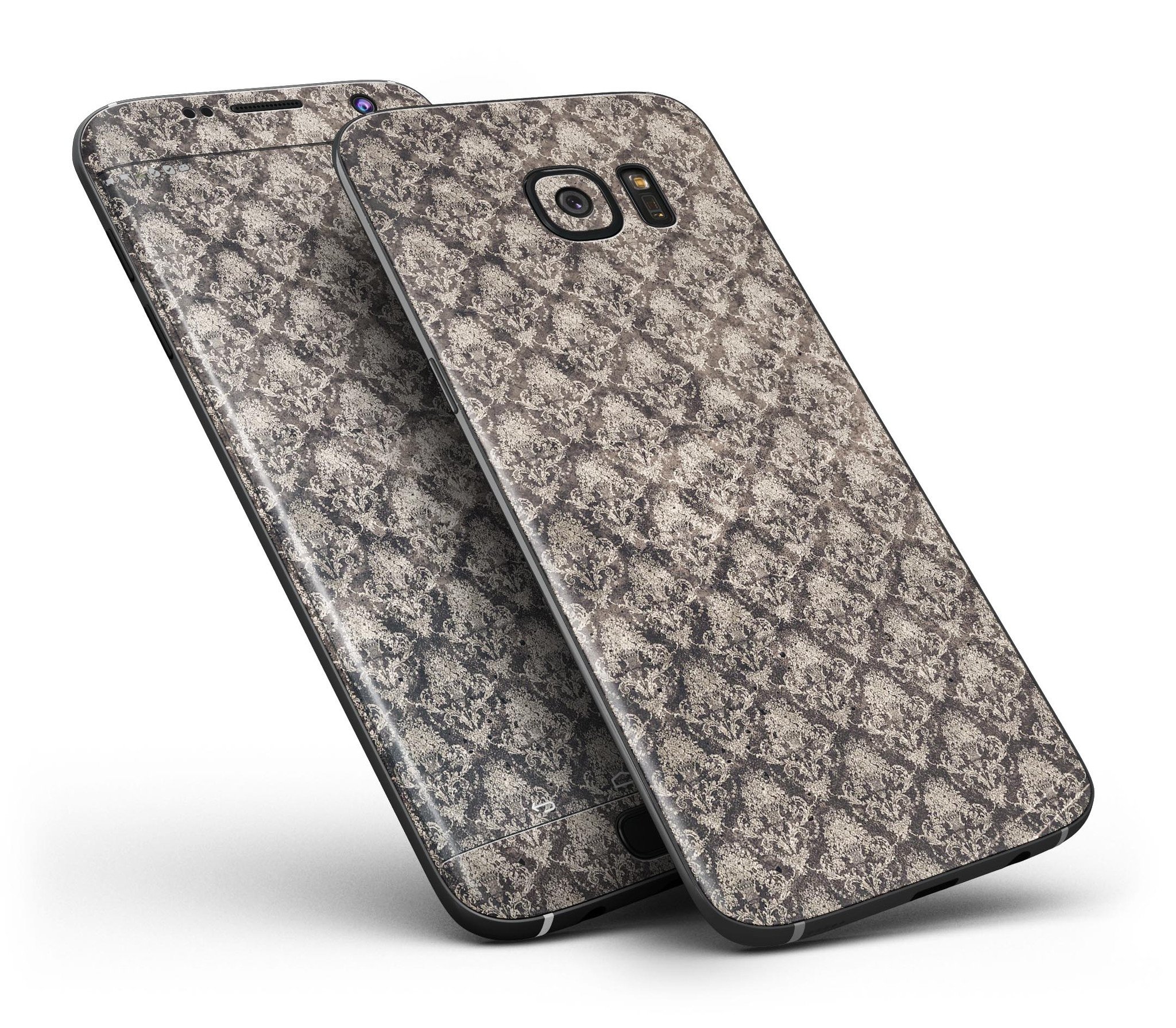 Grunge Decayed Damask Pattern skin for Samsung Galaxy S7/S7 Edge, showcasing intricate design and premium vinyl material.