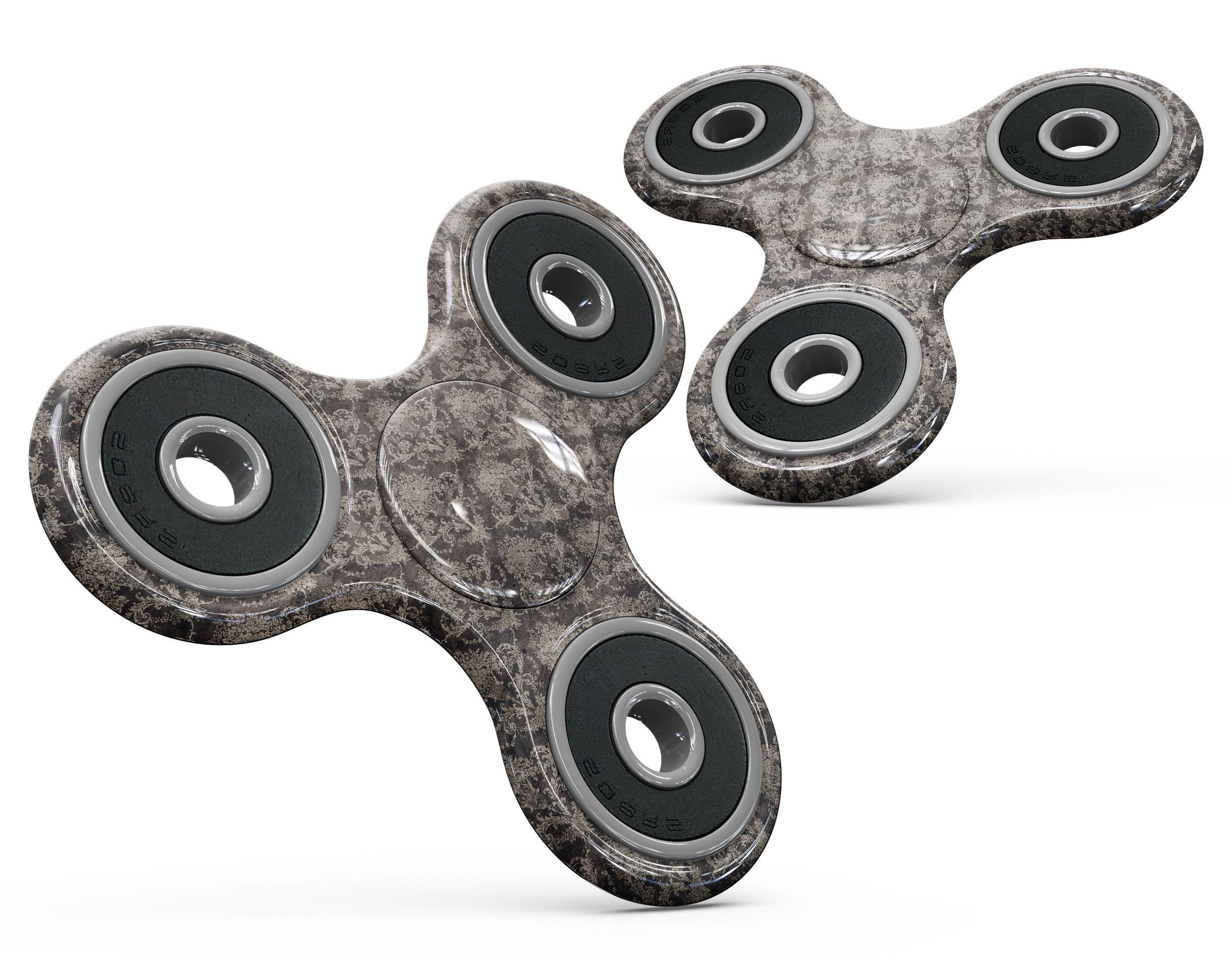 Grunge Decayed Damask Pattern Full-Body Skin-Kit for fidget spinner, showcasing intricate design and premium vinyl material.