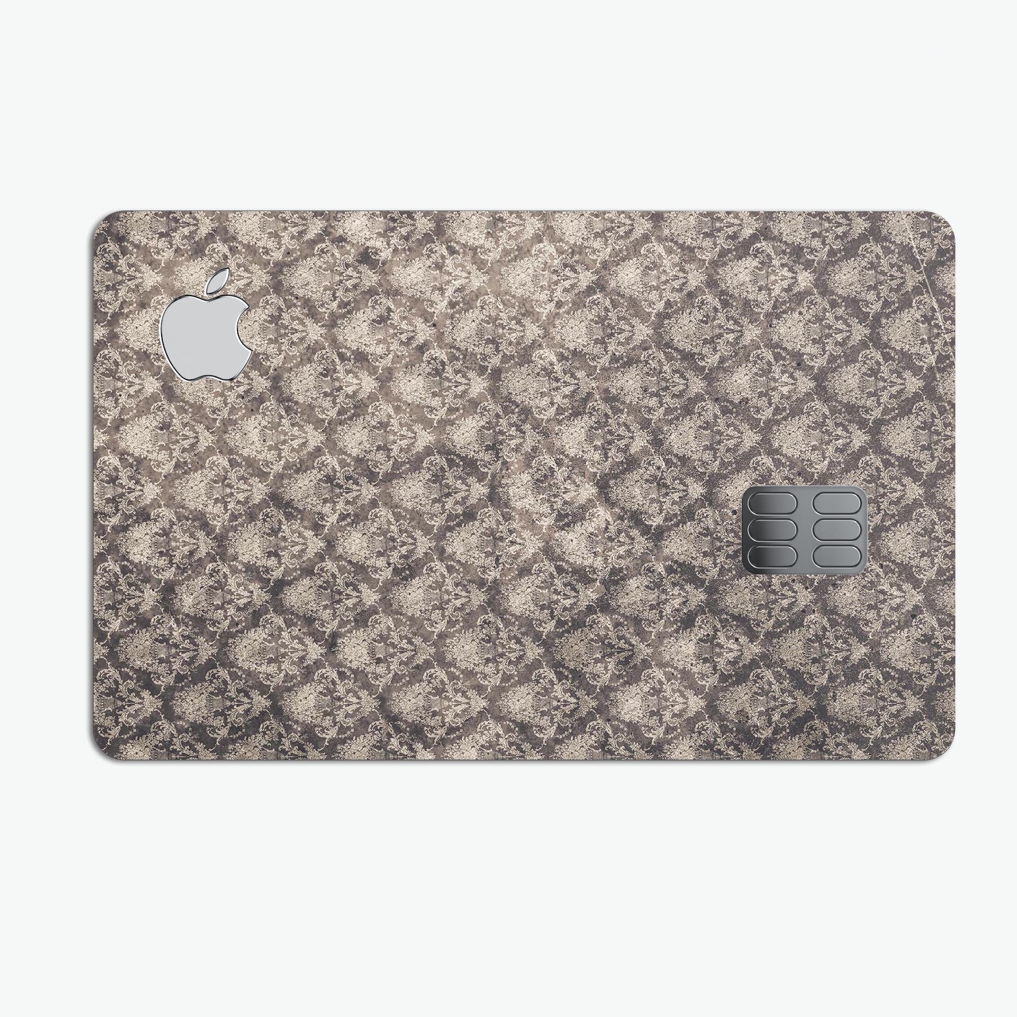 Grunge Decayed Damask Pattern skin decal for Apple Card, showcasing its unique design and premium quality.