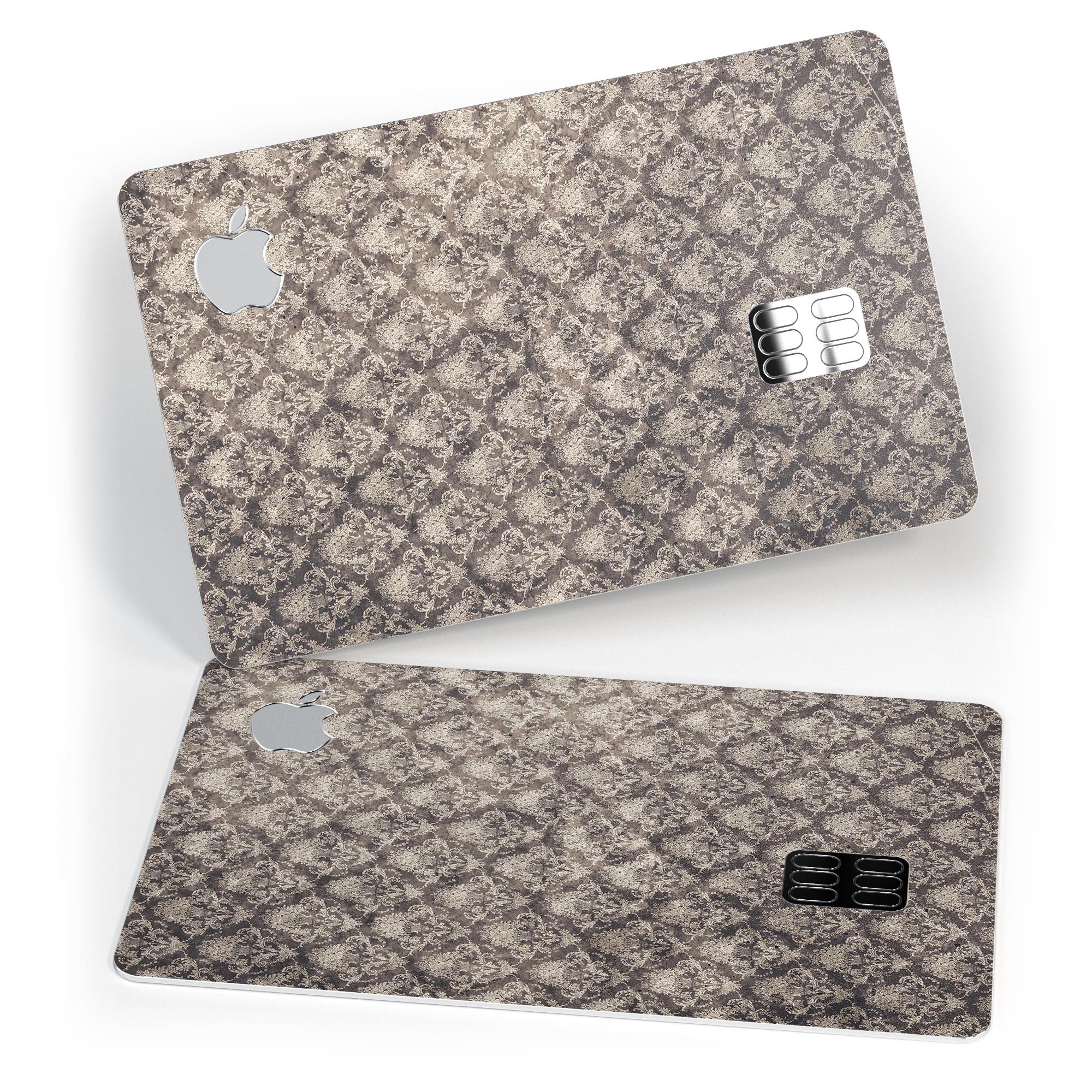 Grunge Decayed Damask Pattern skin decal for Apple Card, showcasing its unique design and premium quality.