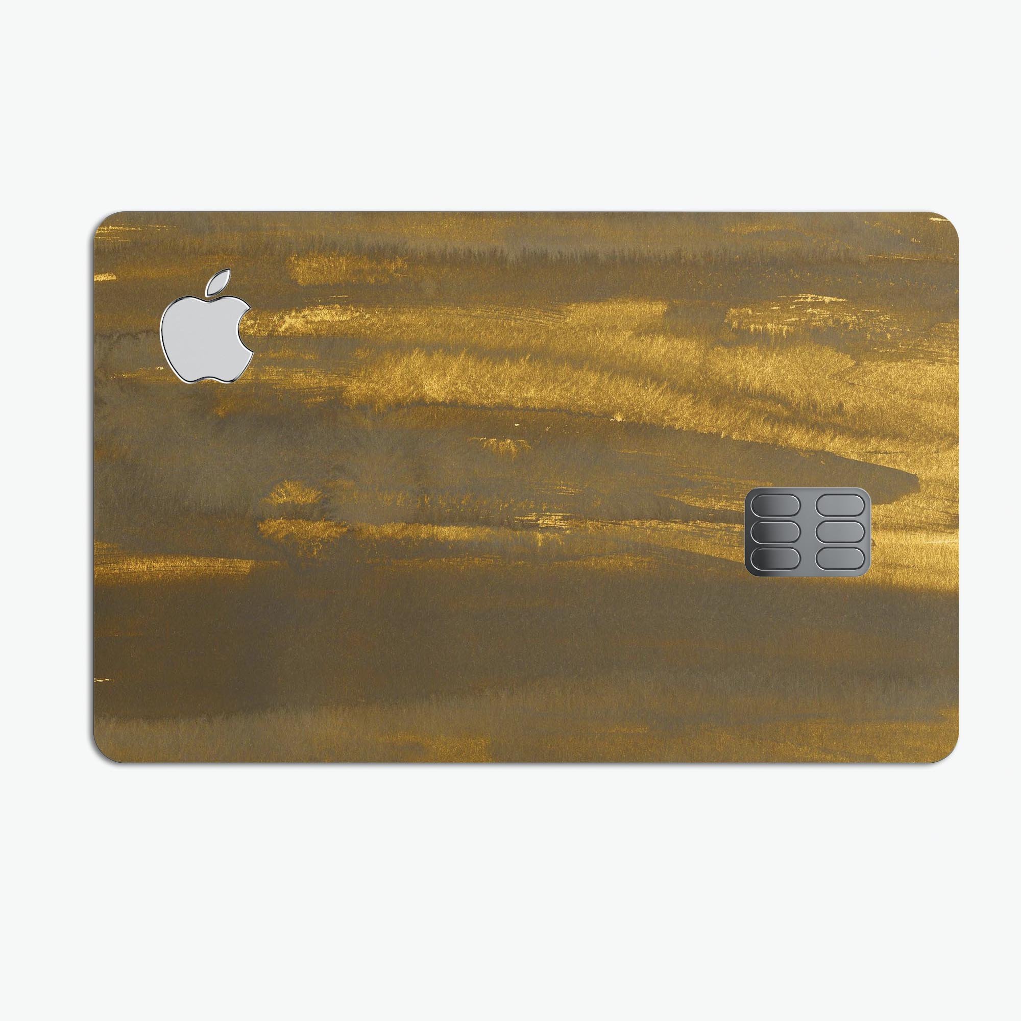 Grunge Gold and Brown Stripes decal skin for Apple Card, showcasing premium vinyl design and bubble-free installation.