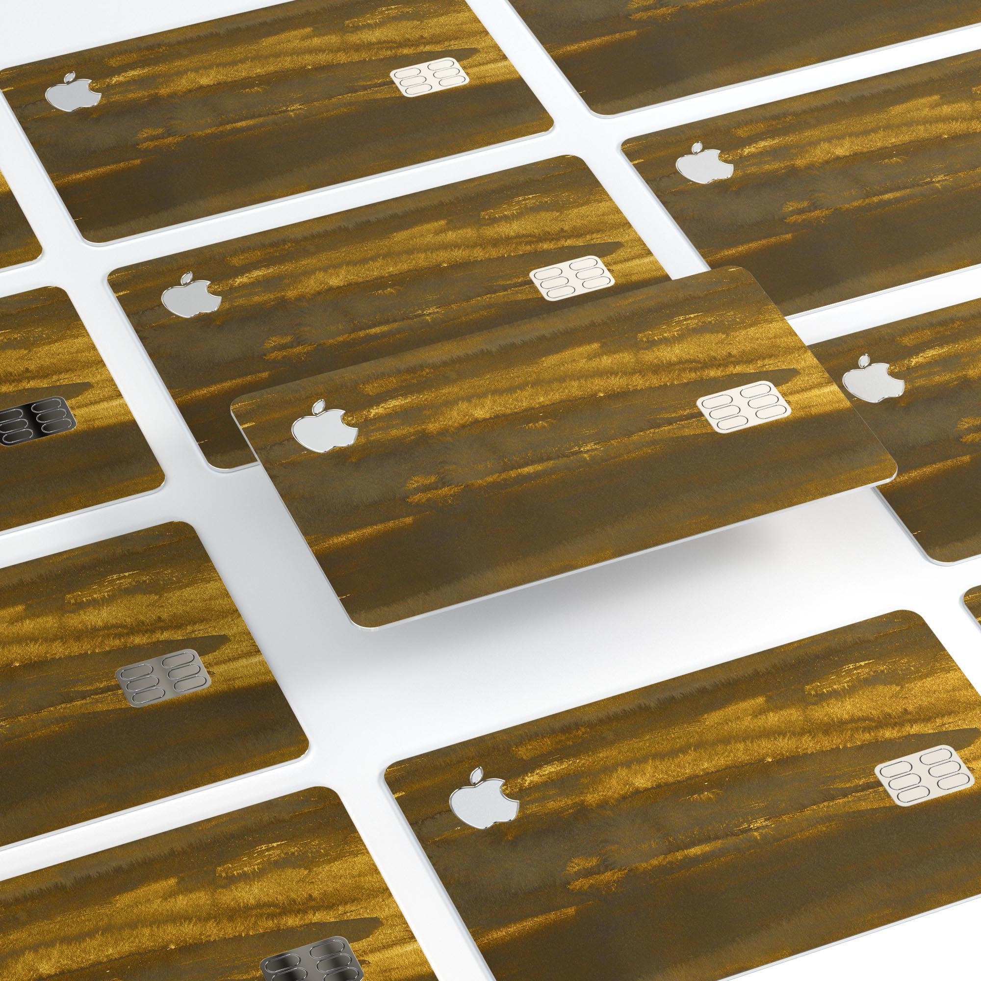 Grunge Gold and Brown Stripes decal skin for Apple Card, showcasing premium vinyl design and bubble-free installation.